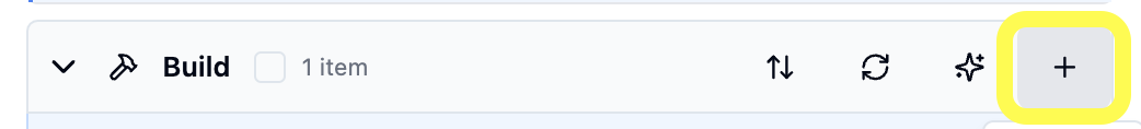 Build section showing + button to create new query