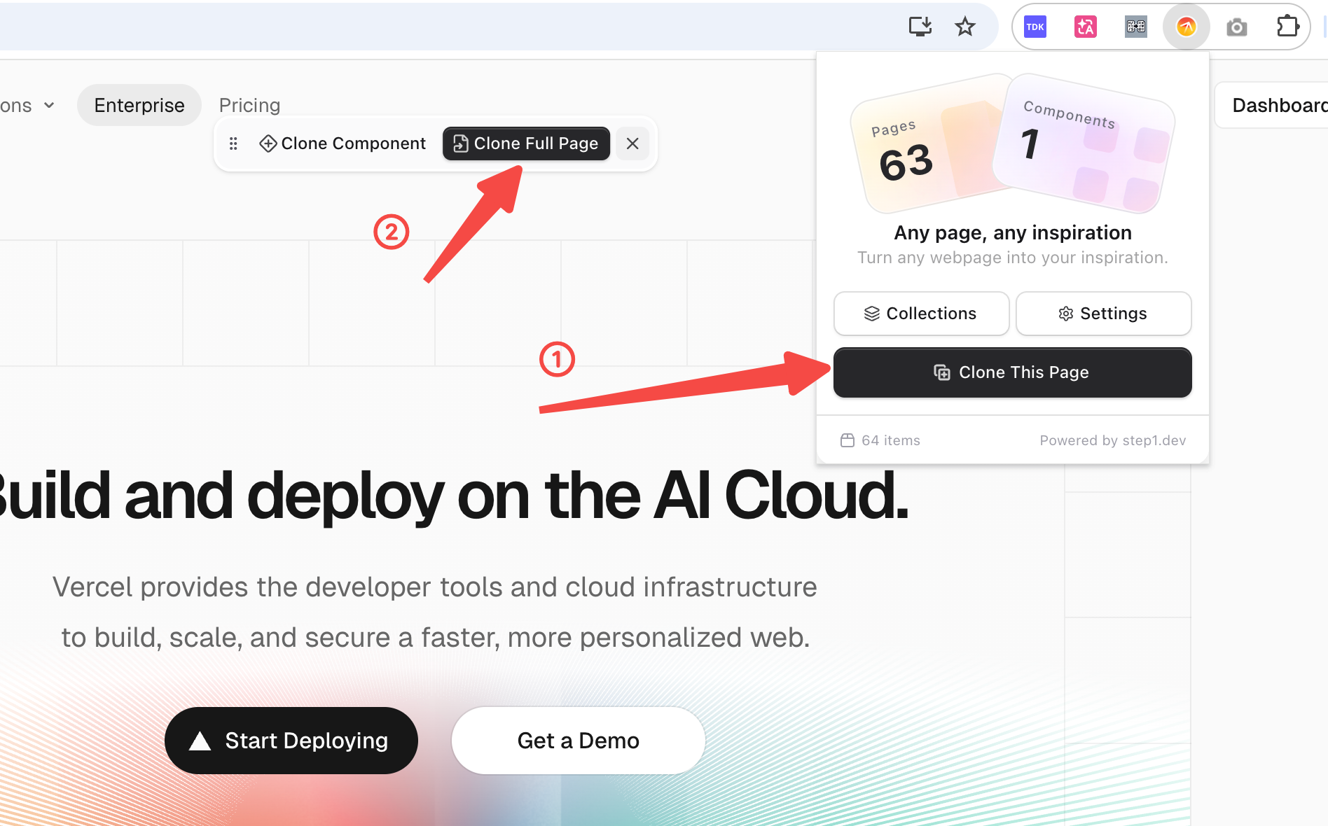 Click clone on target website