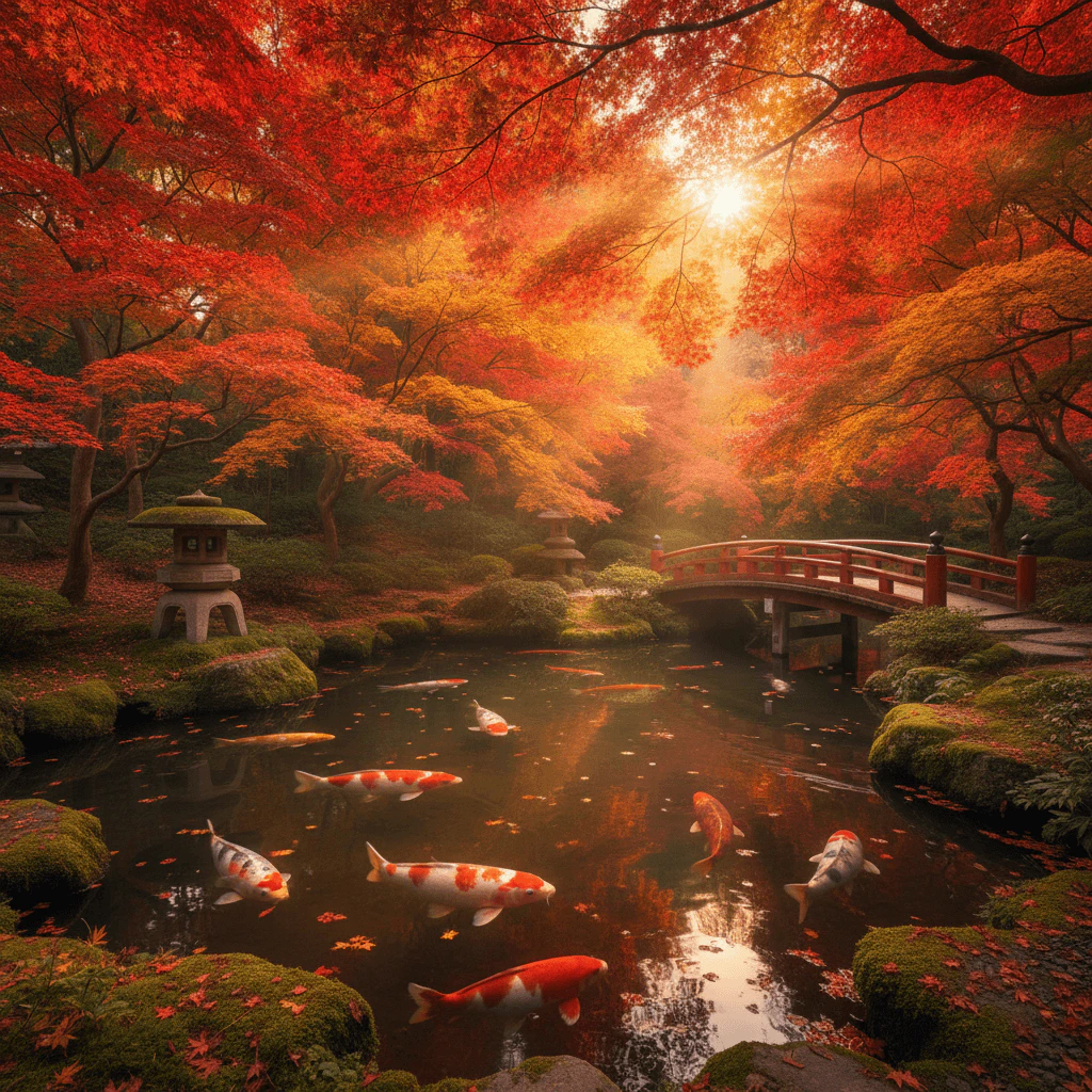 Generated autumn Japanese garden scene