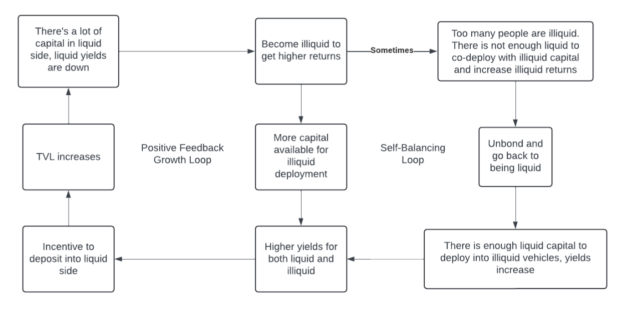 Rate and TVL growth and balancing loops