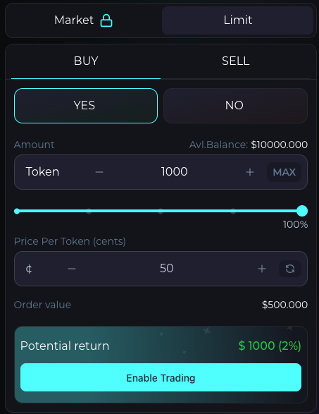 Order panel screenshot