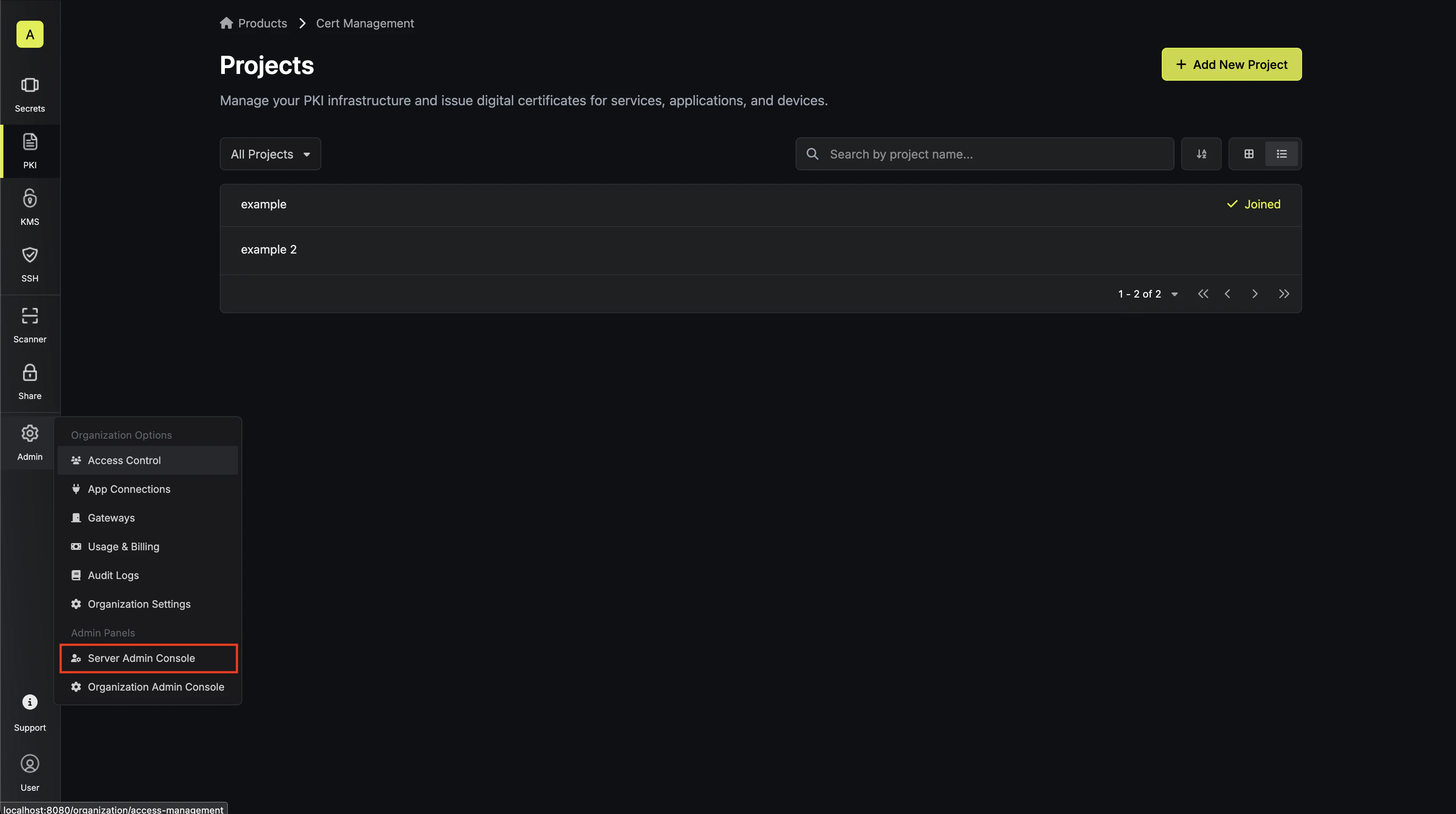 Access Server Admin Console