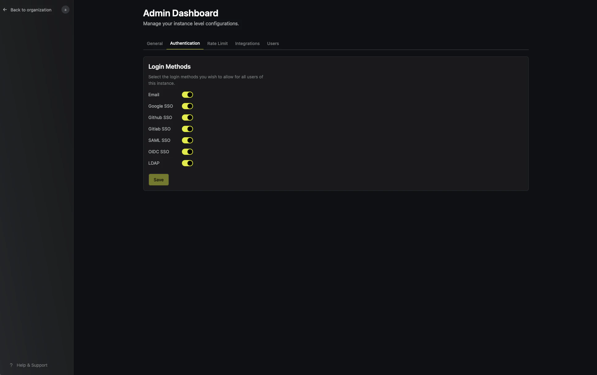 Authentication Settings