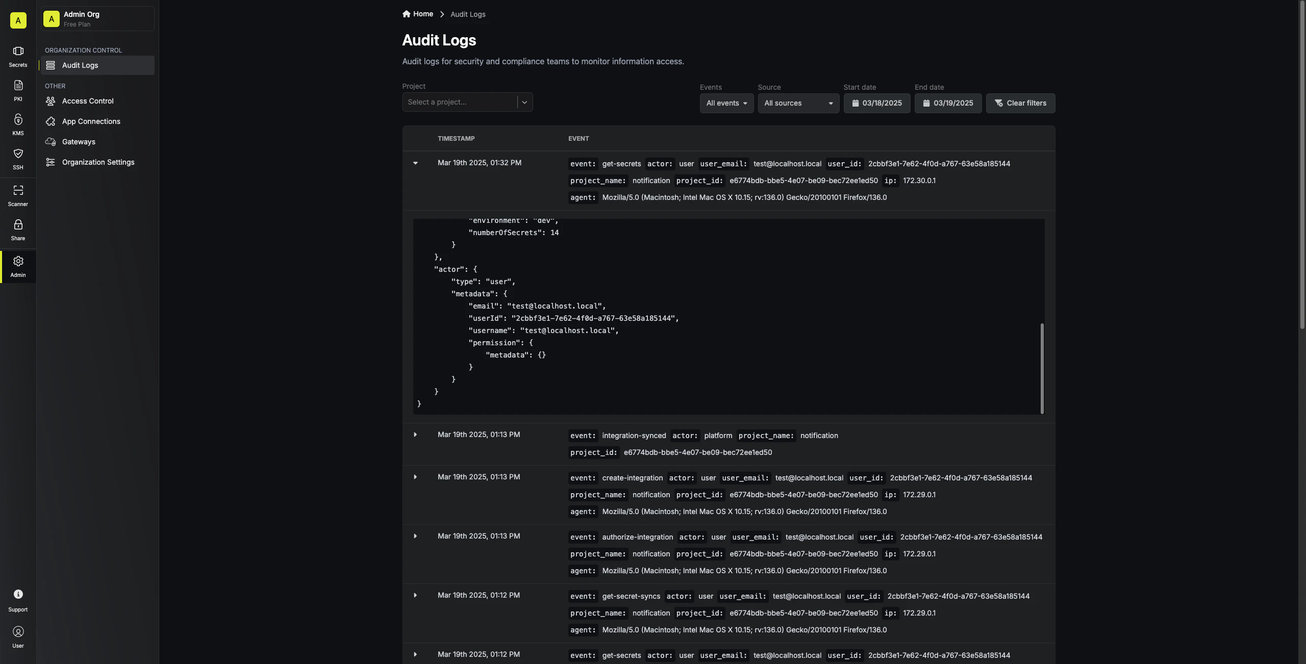 Audit logs