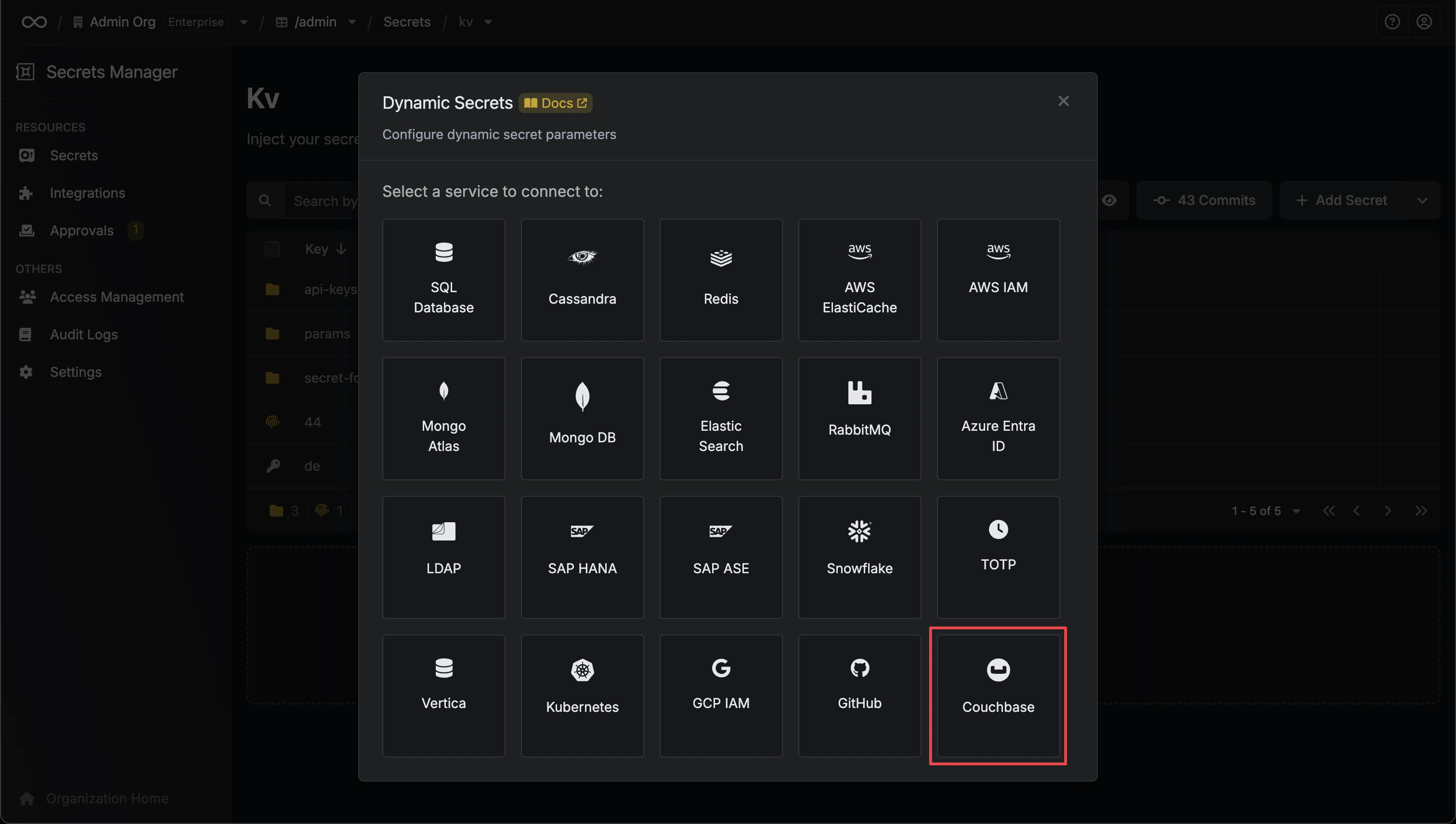 Dynamic Secret Modal