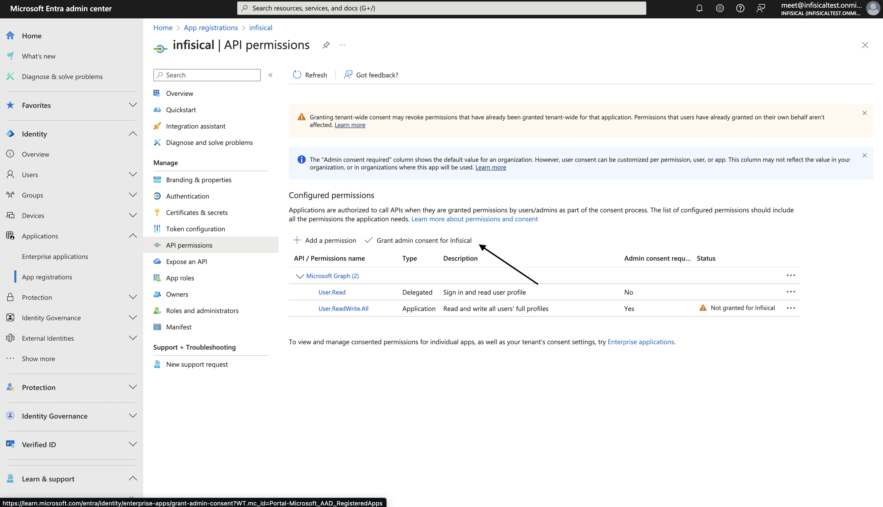 Grant admin consent