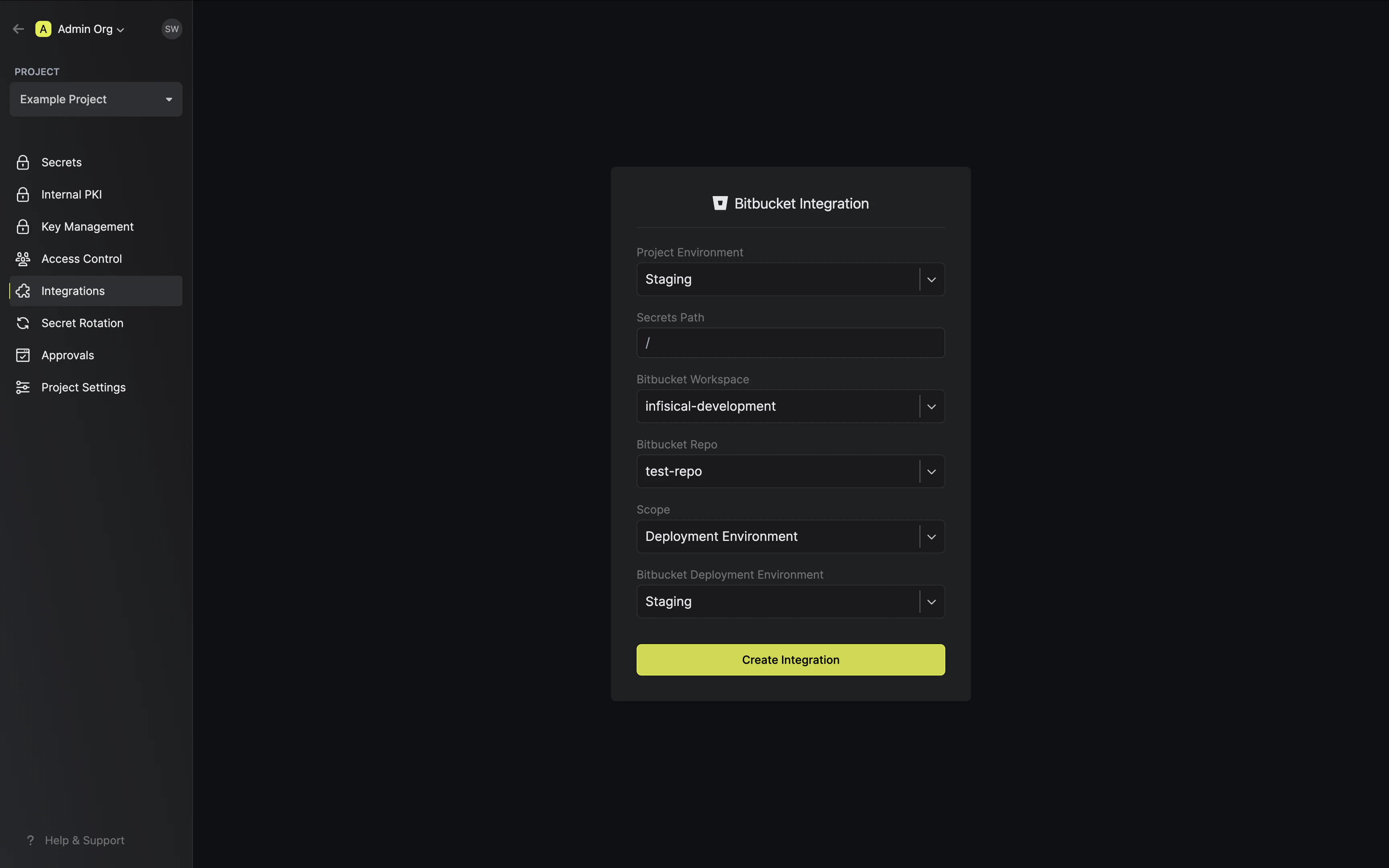 integrations configure
bitbucket