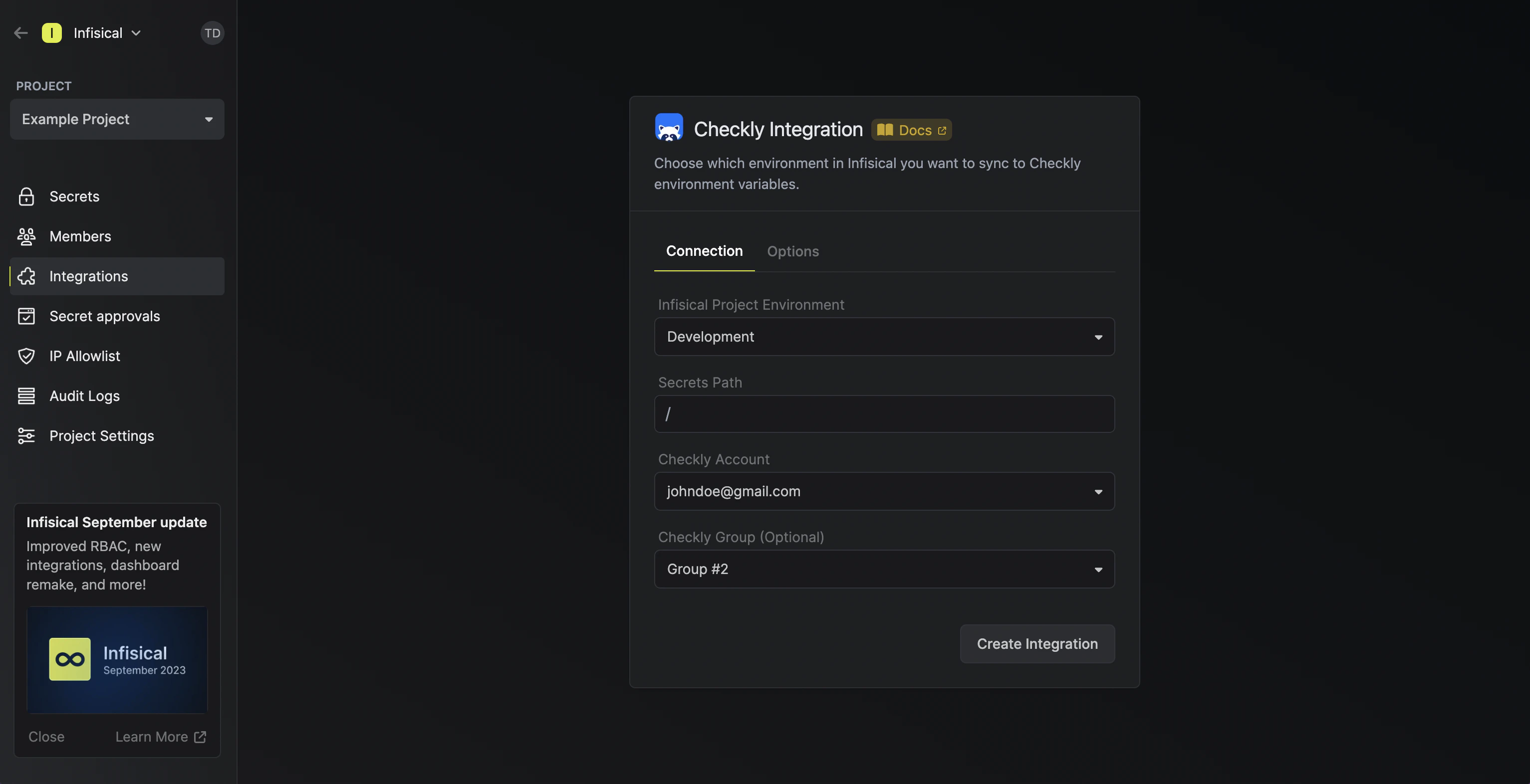 integrations checkly
