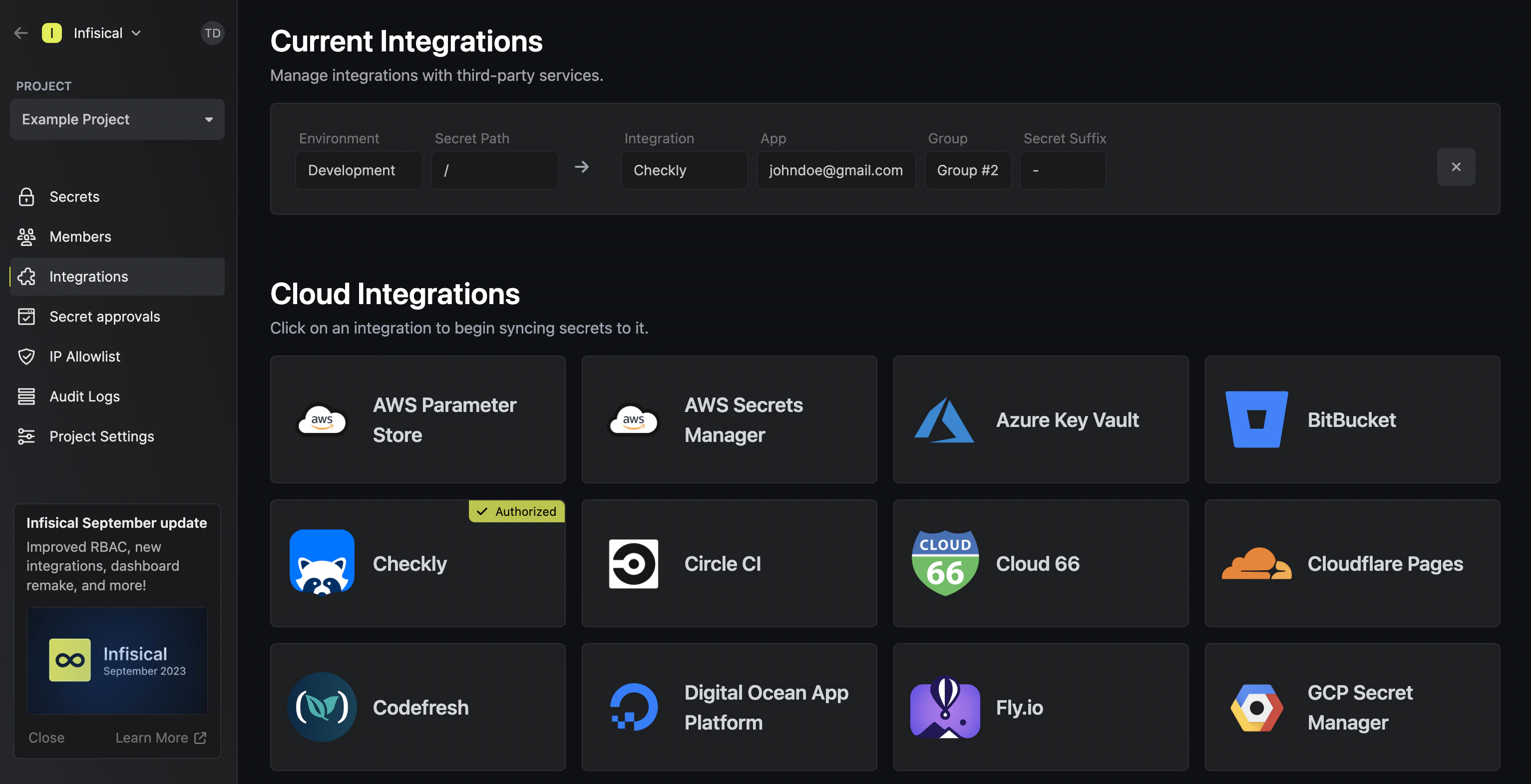 integrations checkly