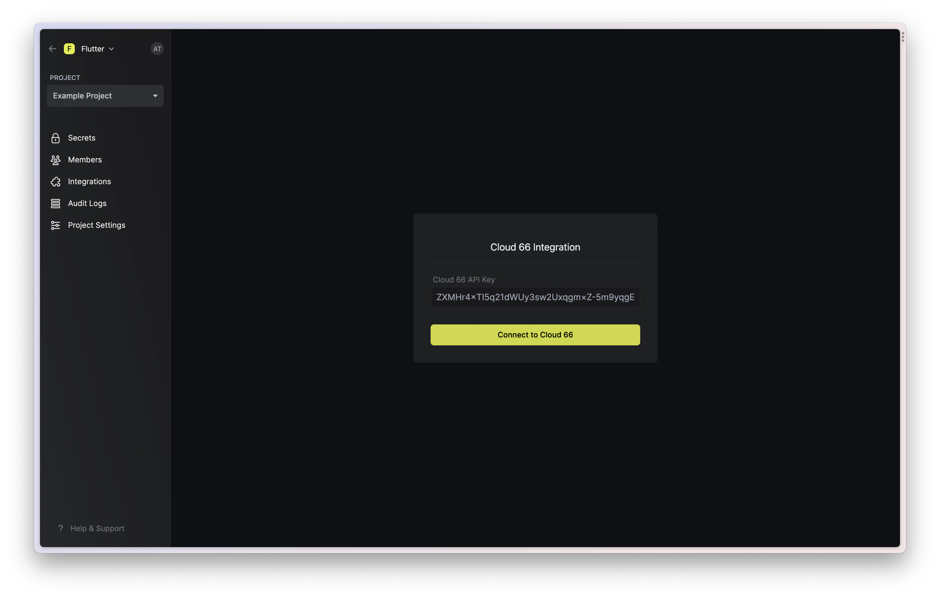 integrations cloud 66 tile in infisical dashboard