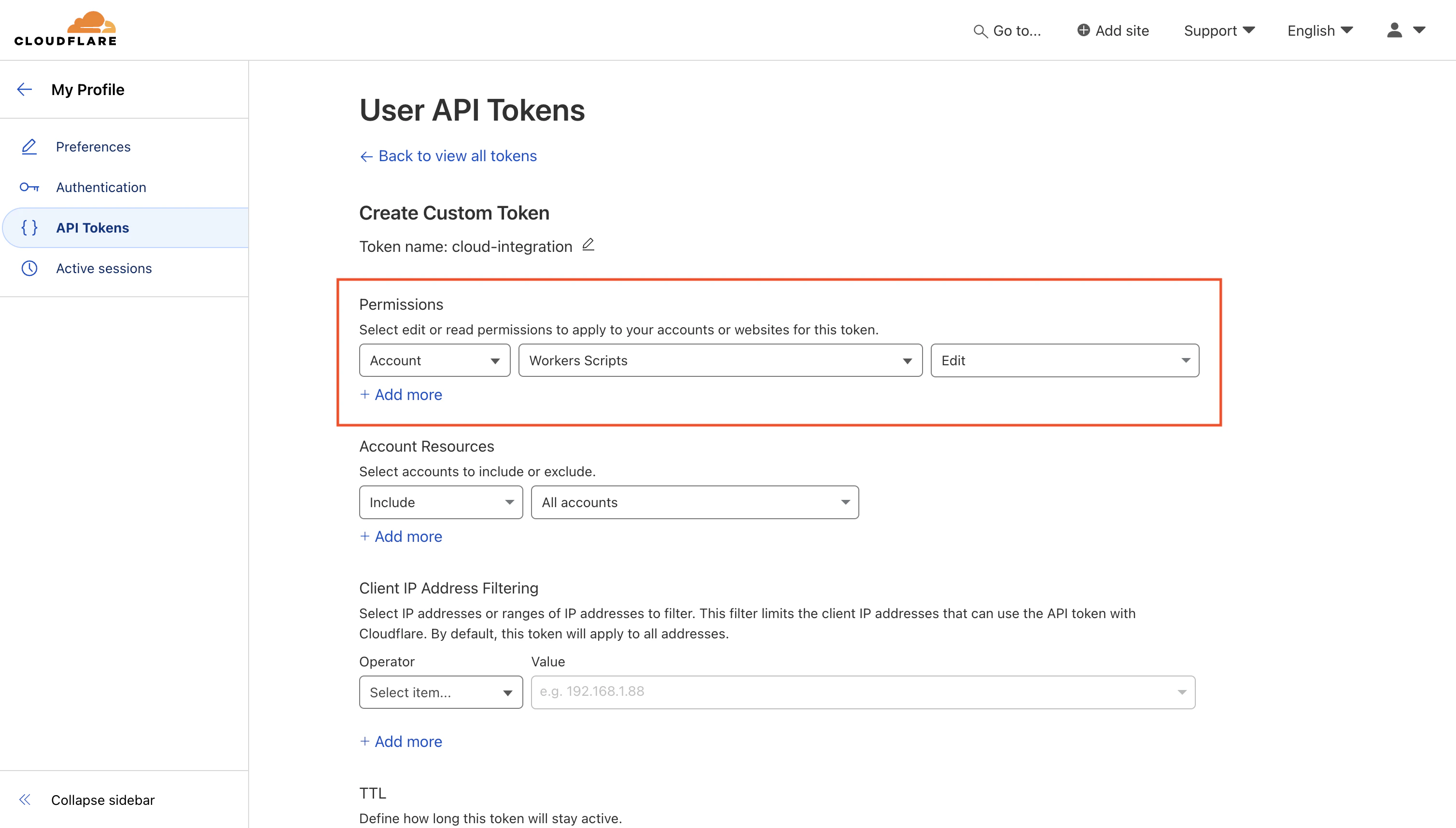 integrations cloudflare credentials 3