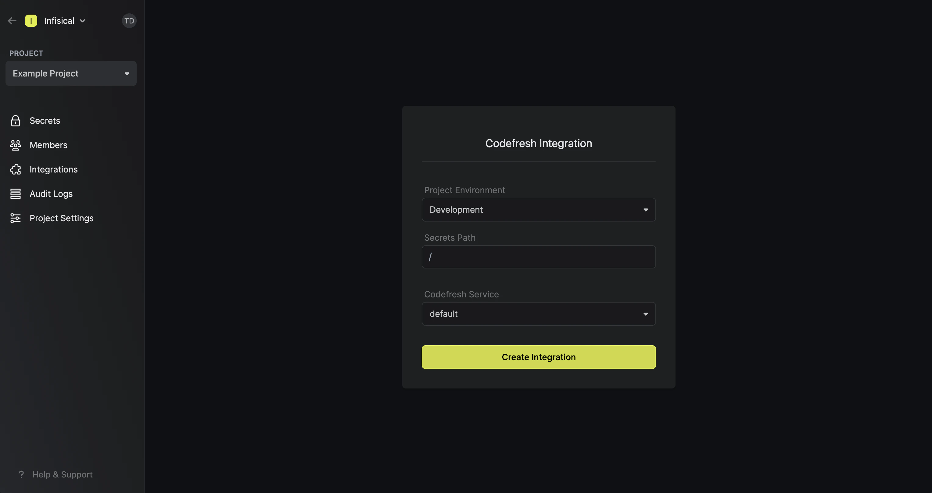 create integration codefresh