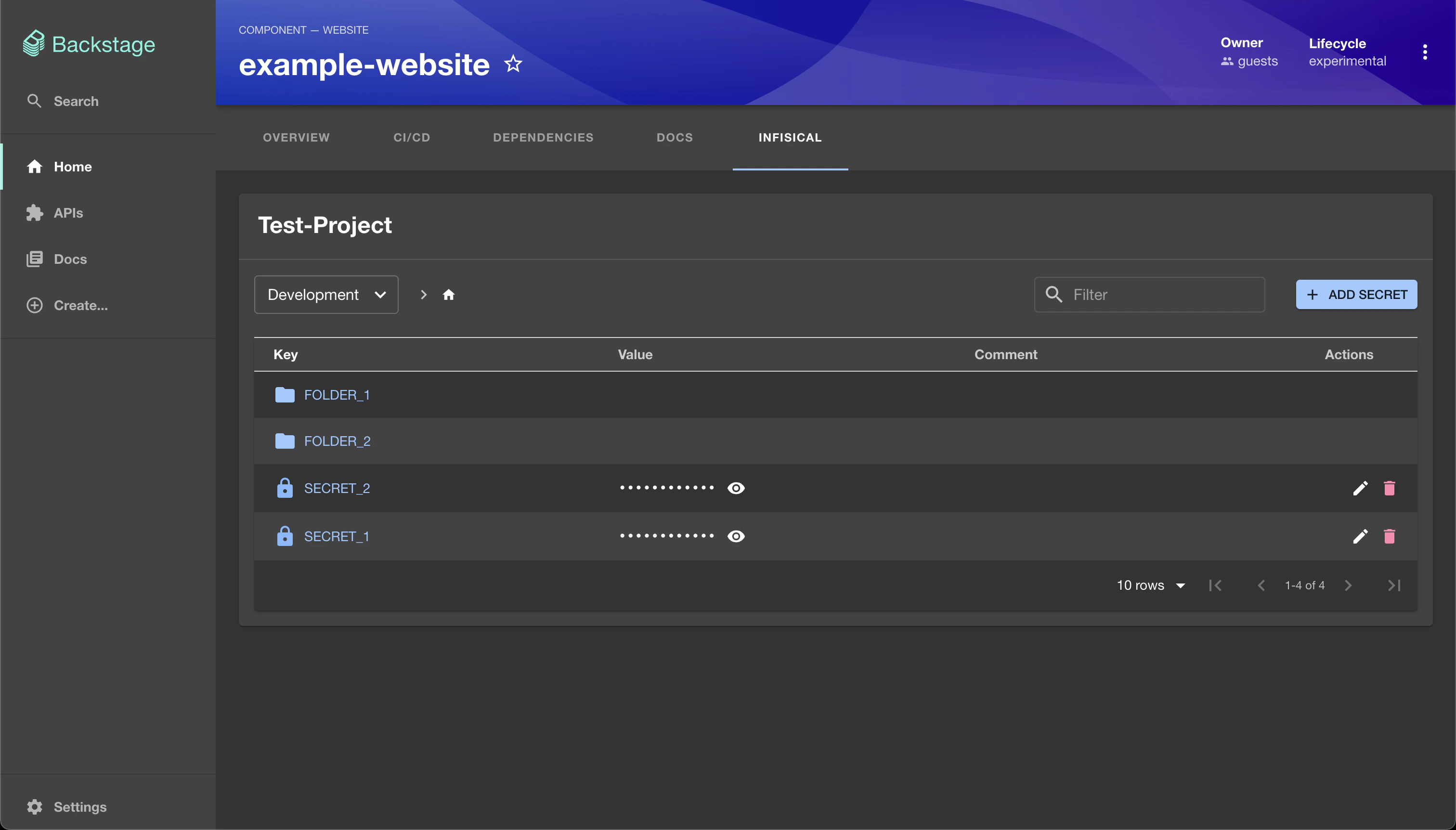 Backstage Plugin Table