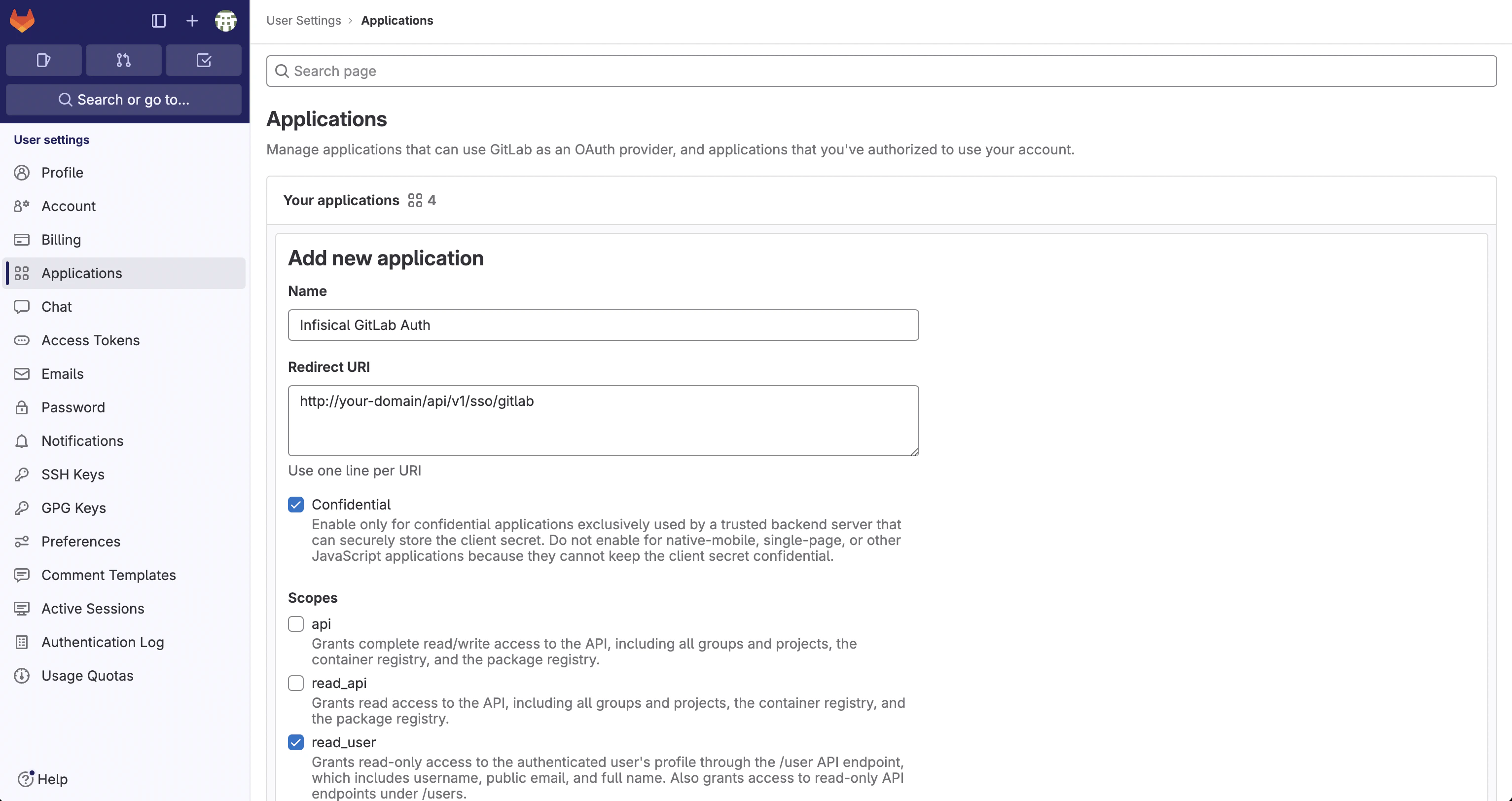 sso gitlab config