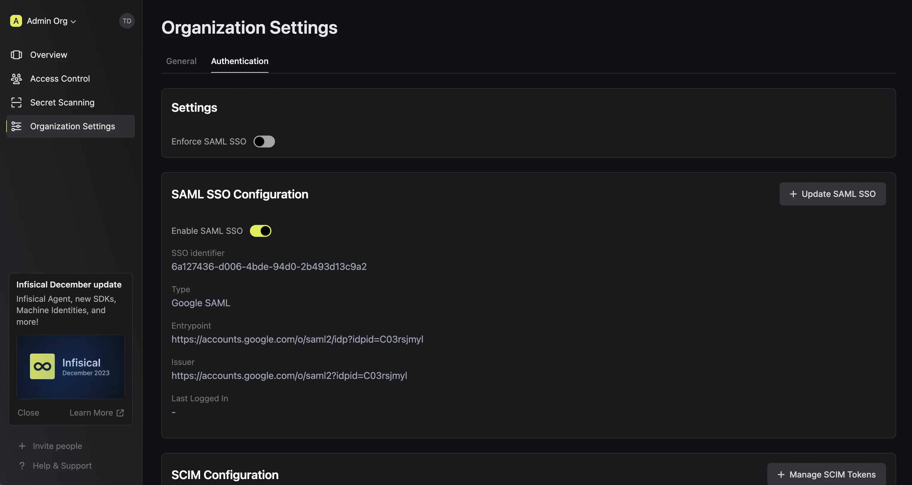 Google SAML enable