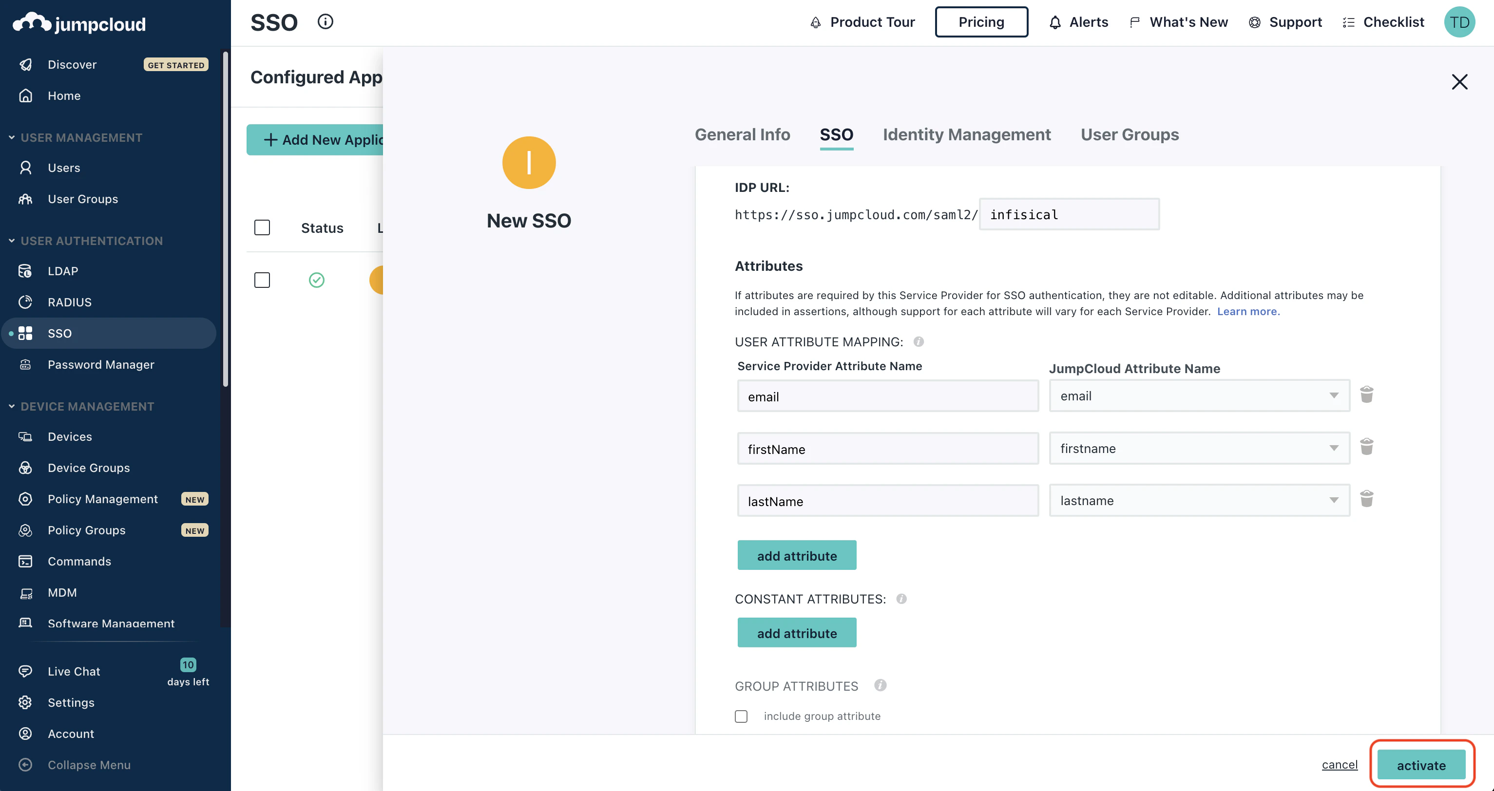 JumpCloud attribute statements