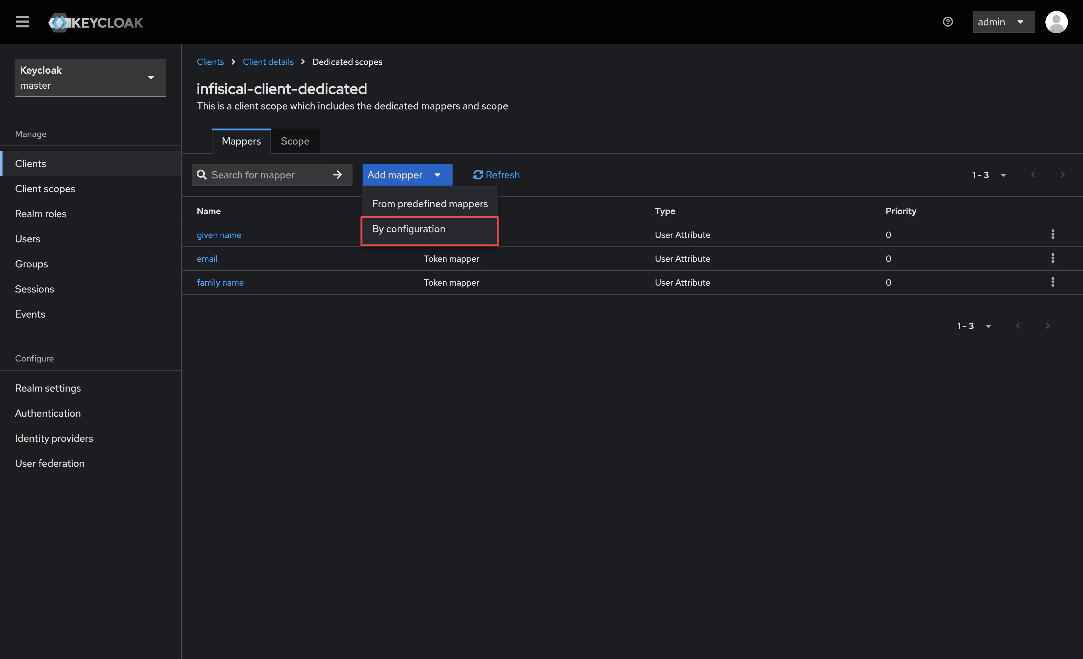 OIDC keycloak add mapper by configuration