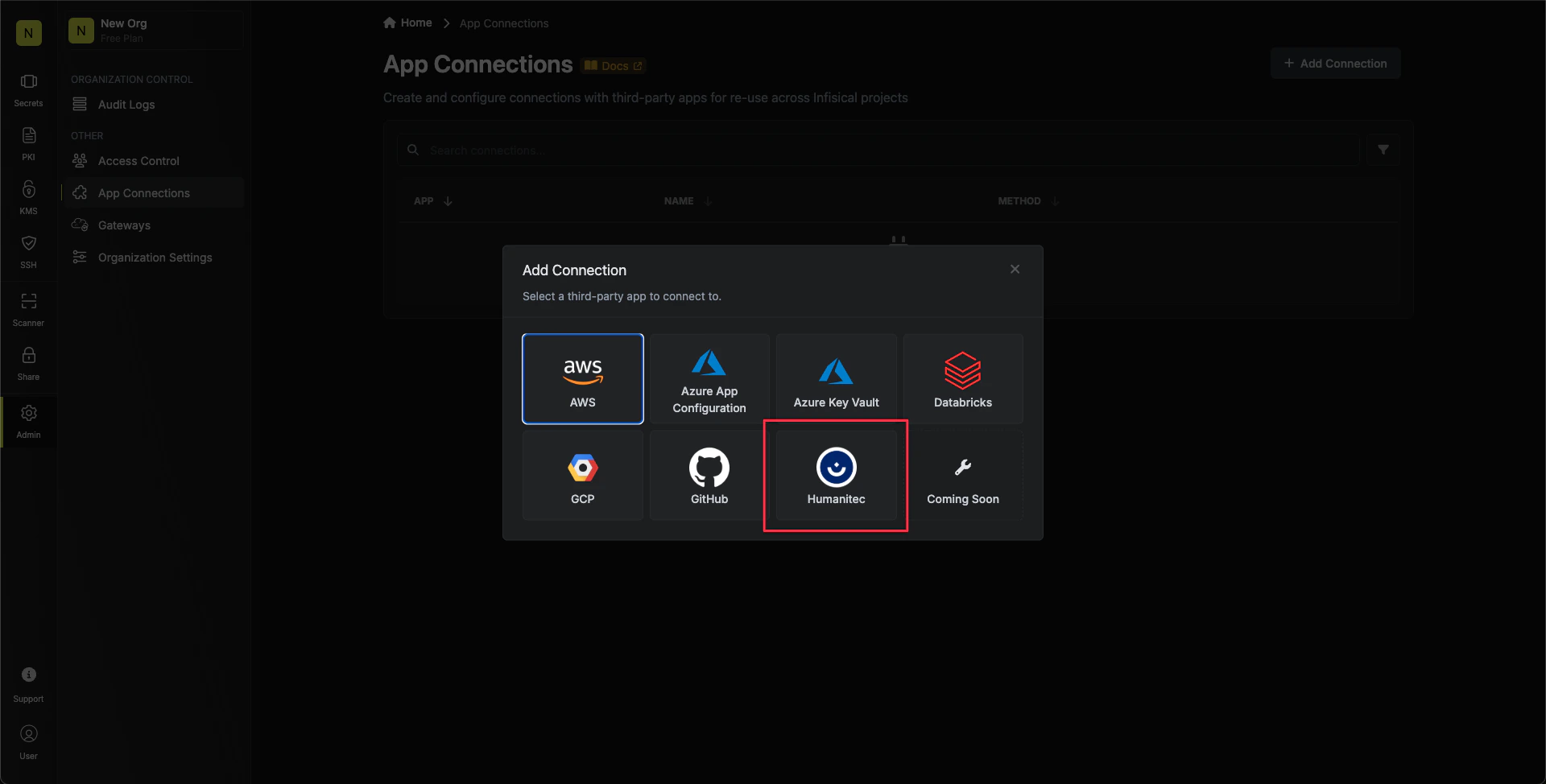 Select Humanitec Connection
