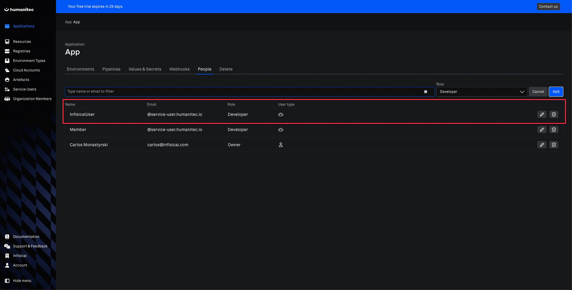 Humanitec Connection Created