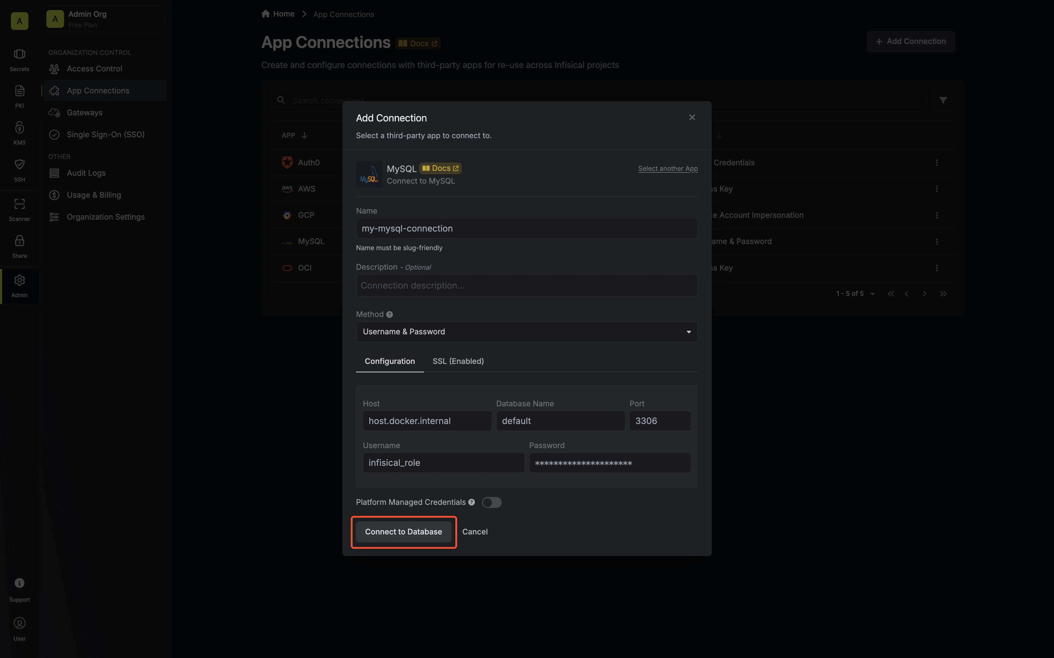 Create MySQL Connection
