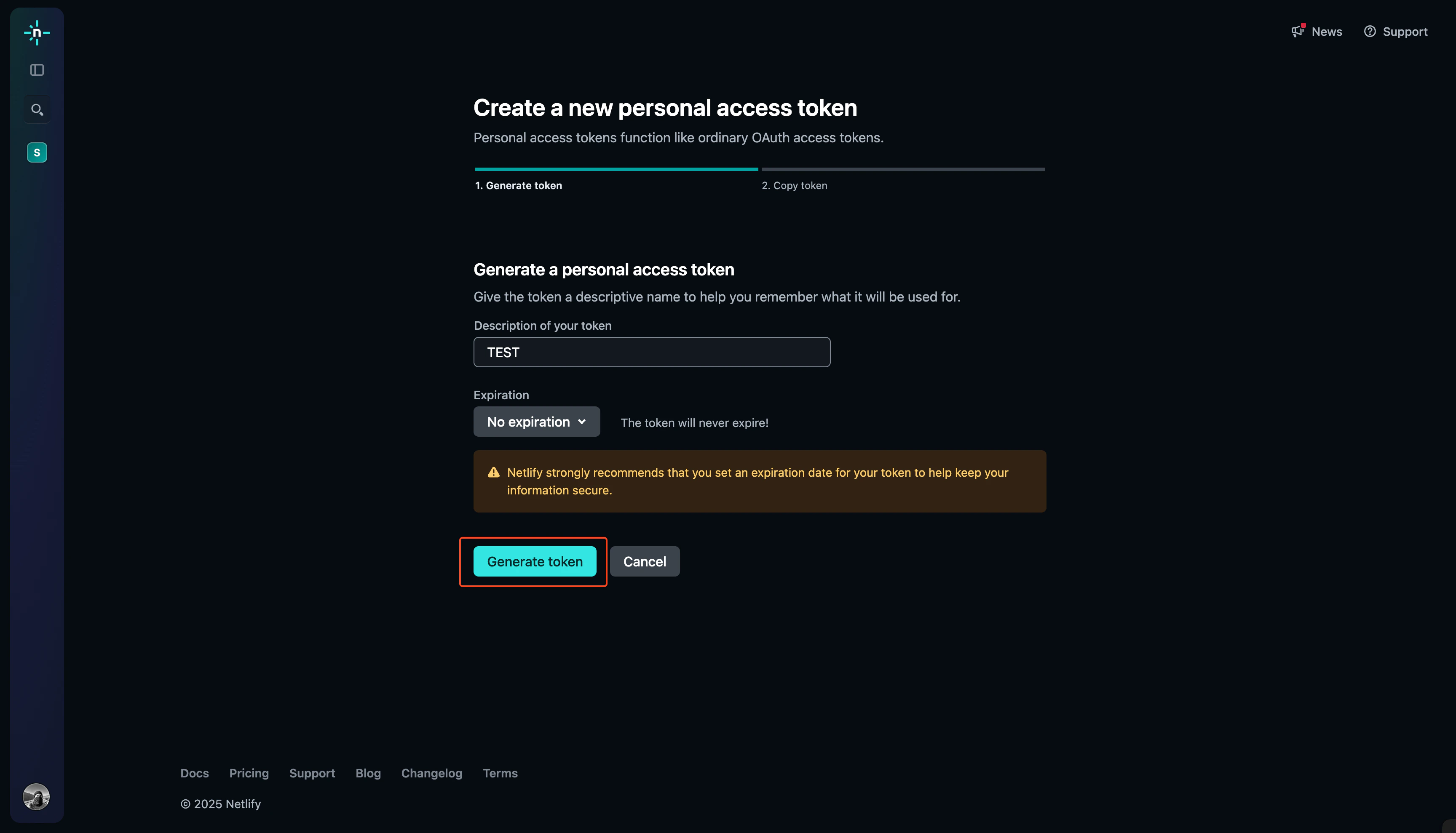 Token Form