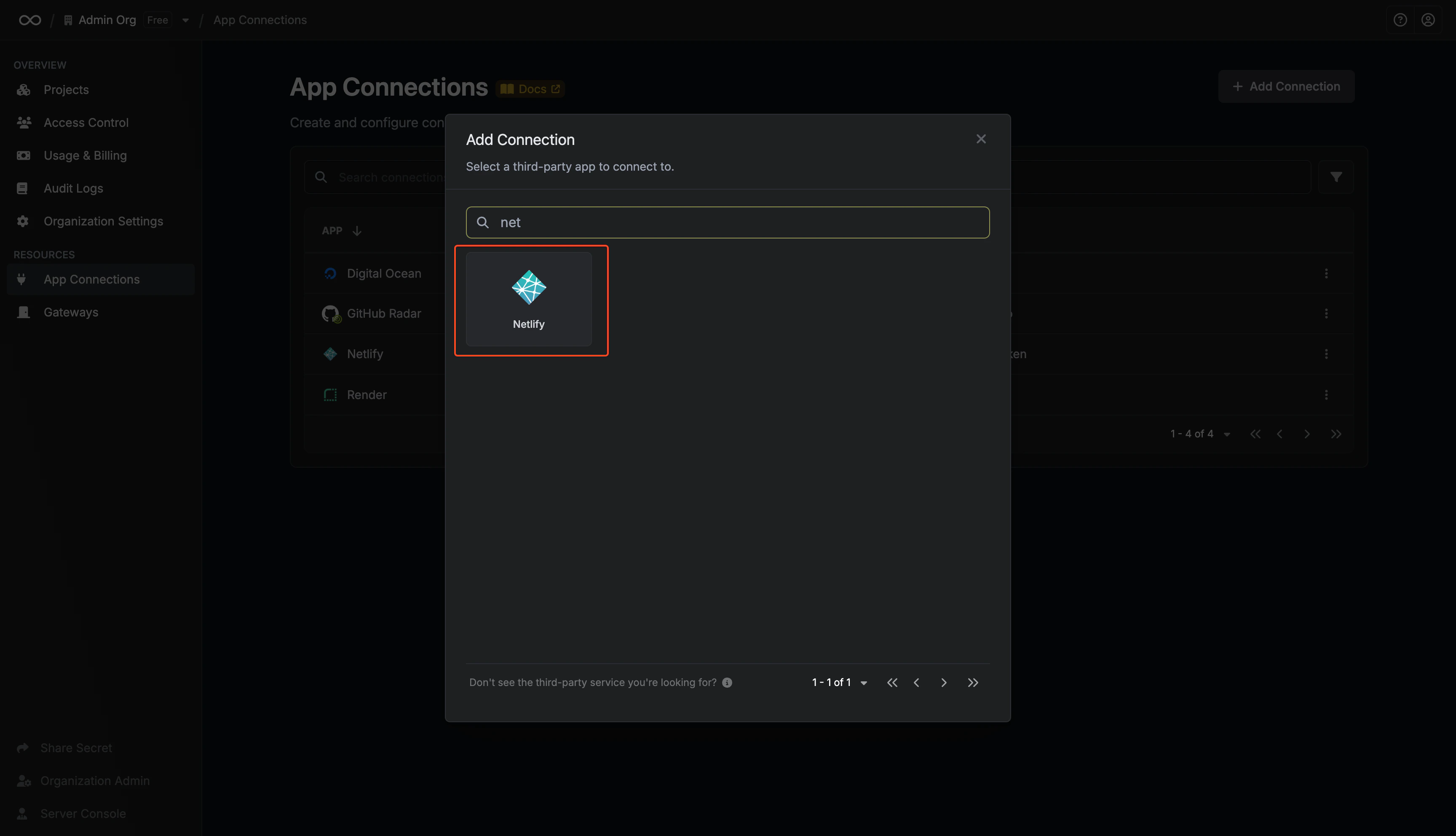 Select Netlify Connection