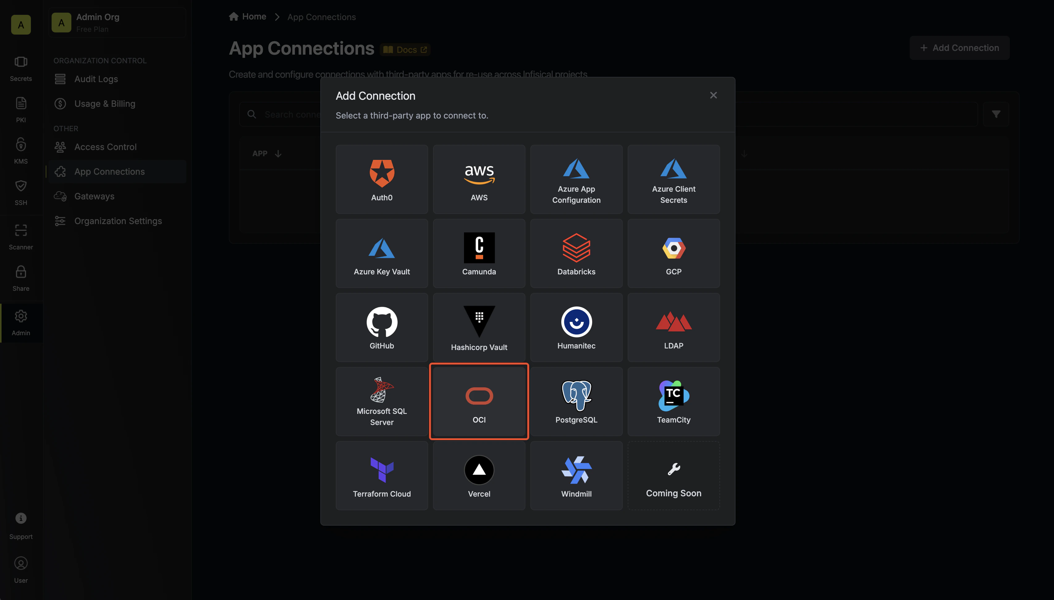 Select OCI Connection