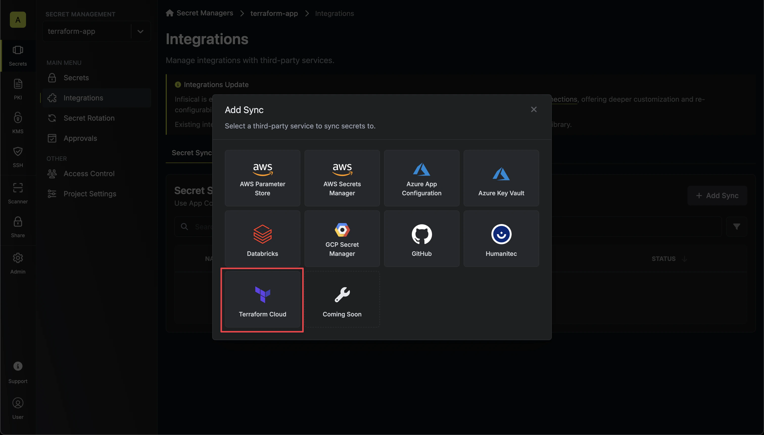 Select Terraform Cloud