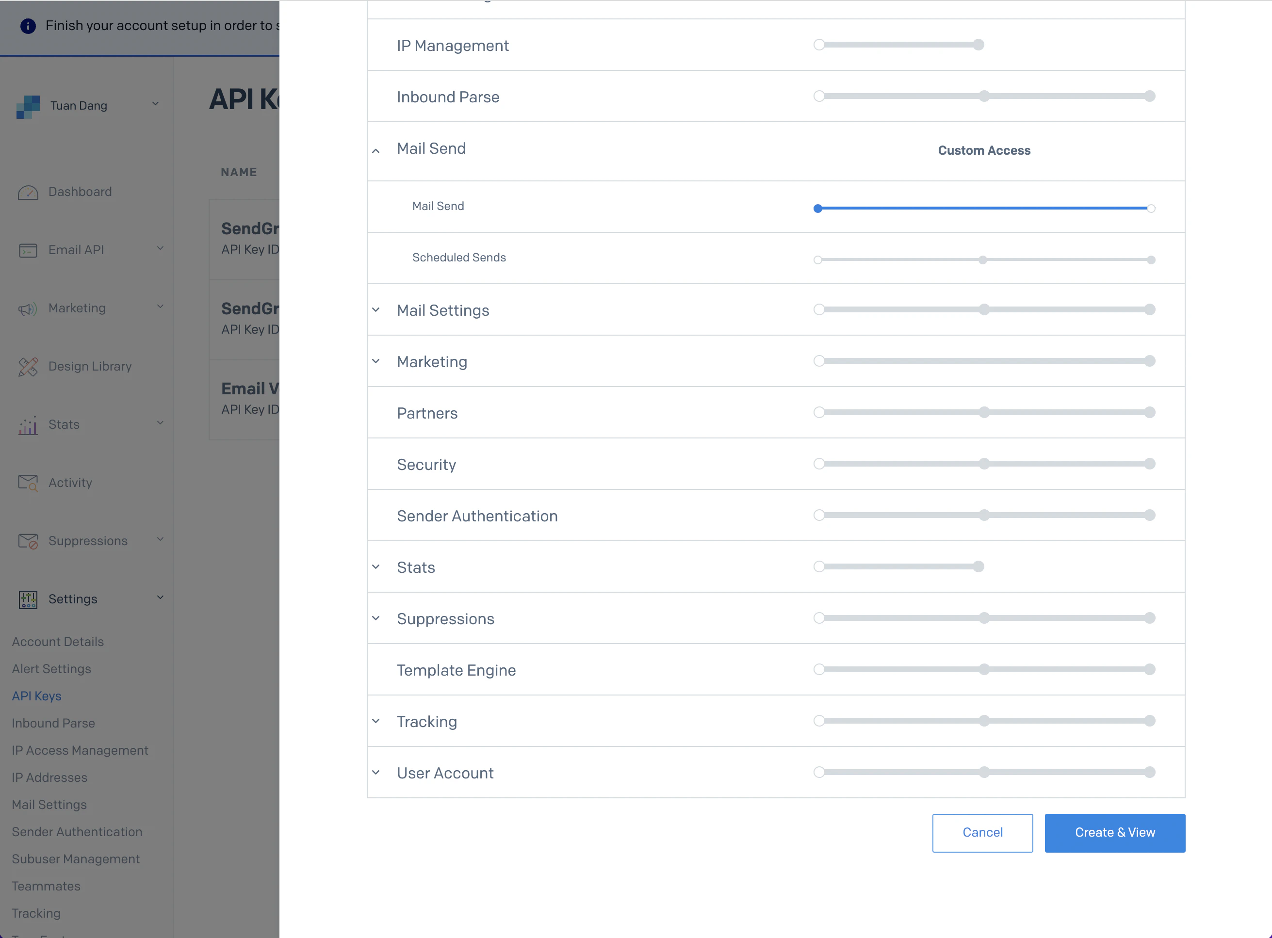 setting sendgrid api key restriction