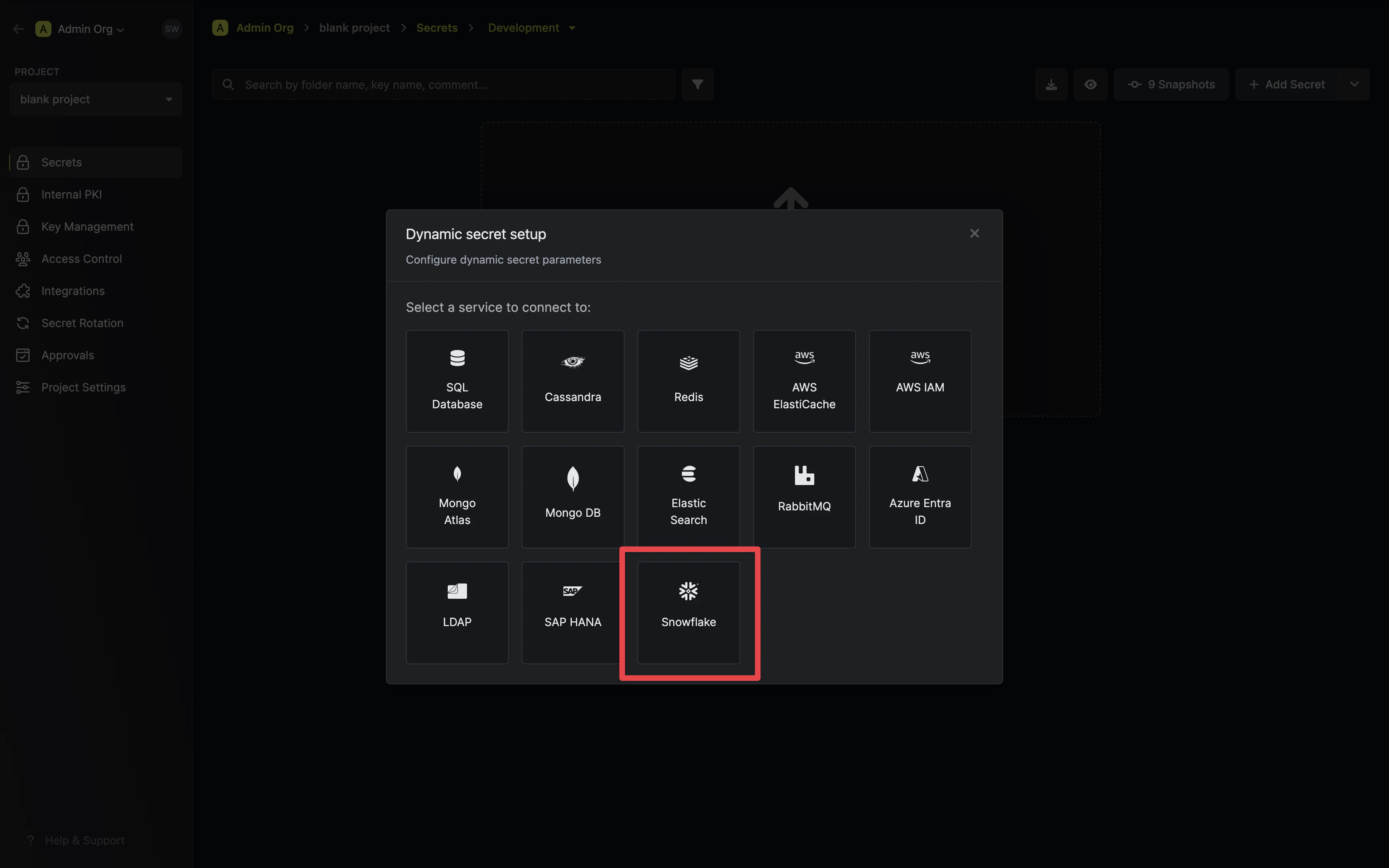 Dynamic Secret Modal