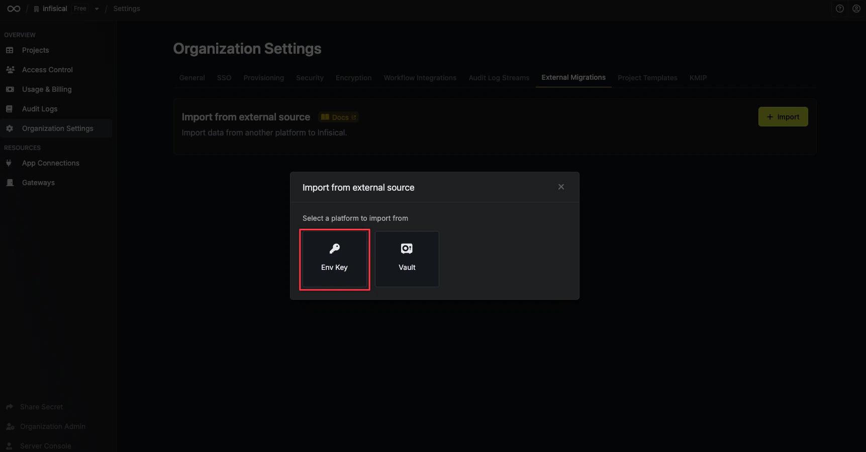 Select EnvKey platform