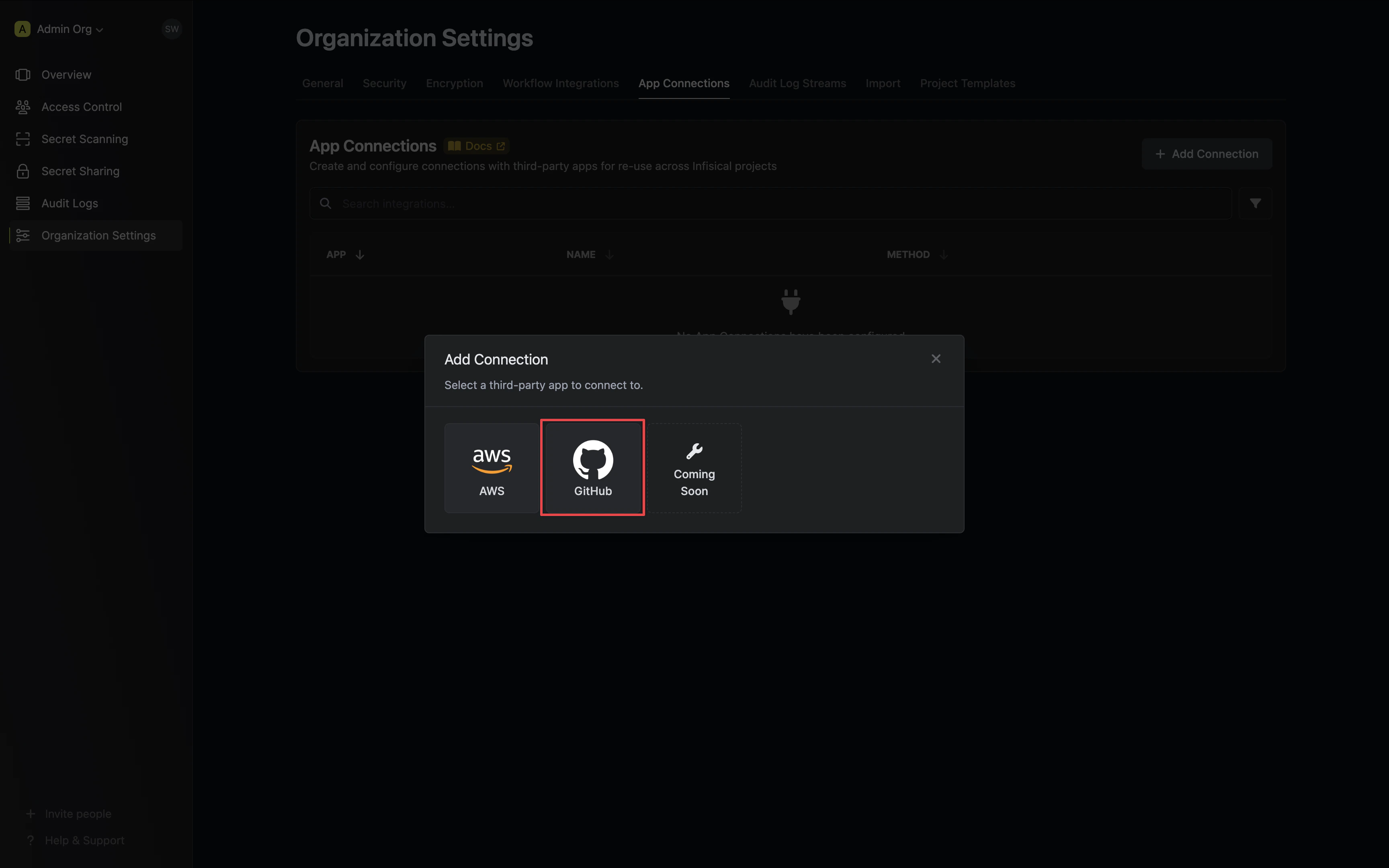 Select GitHub Connection