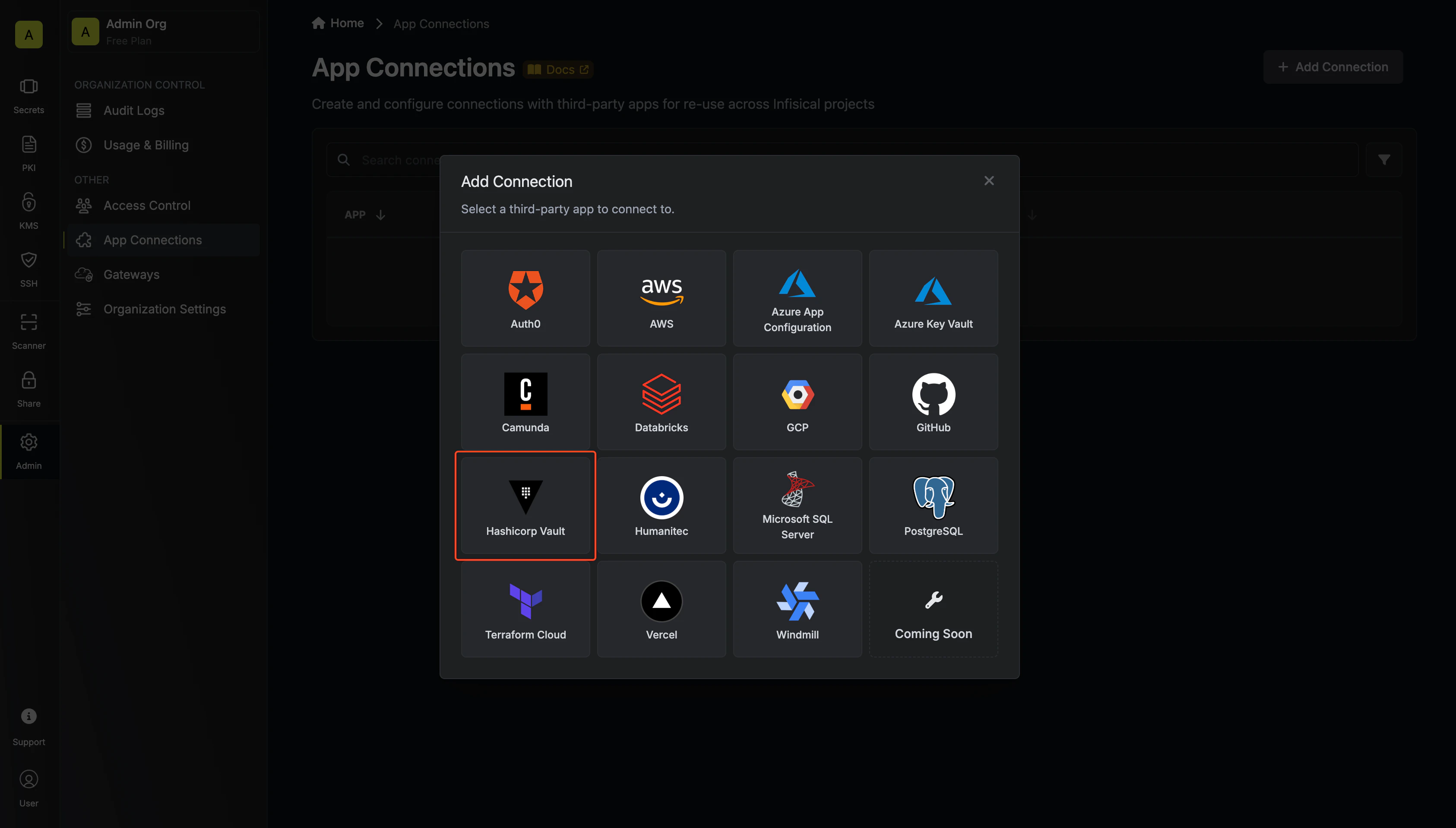 Select Vault Connection