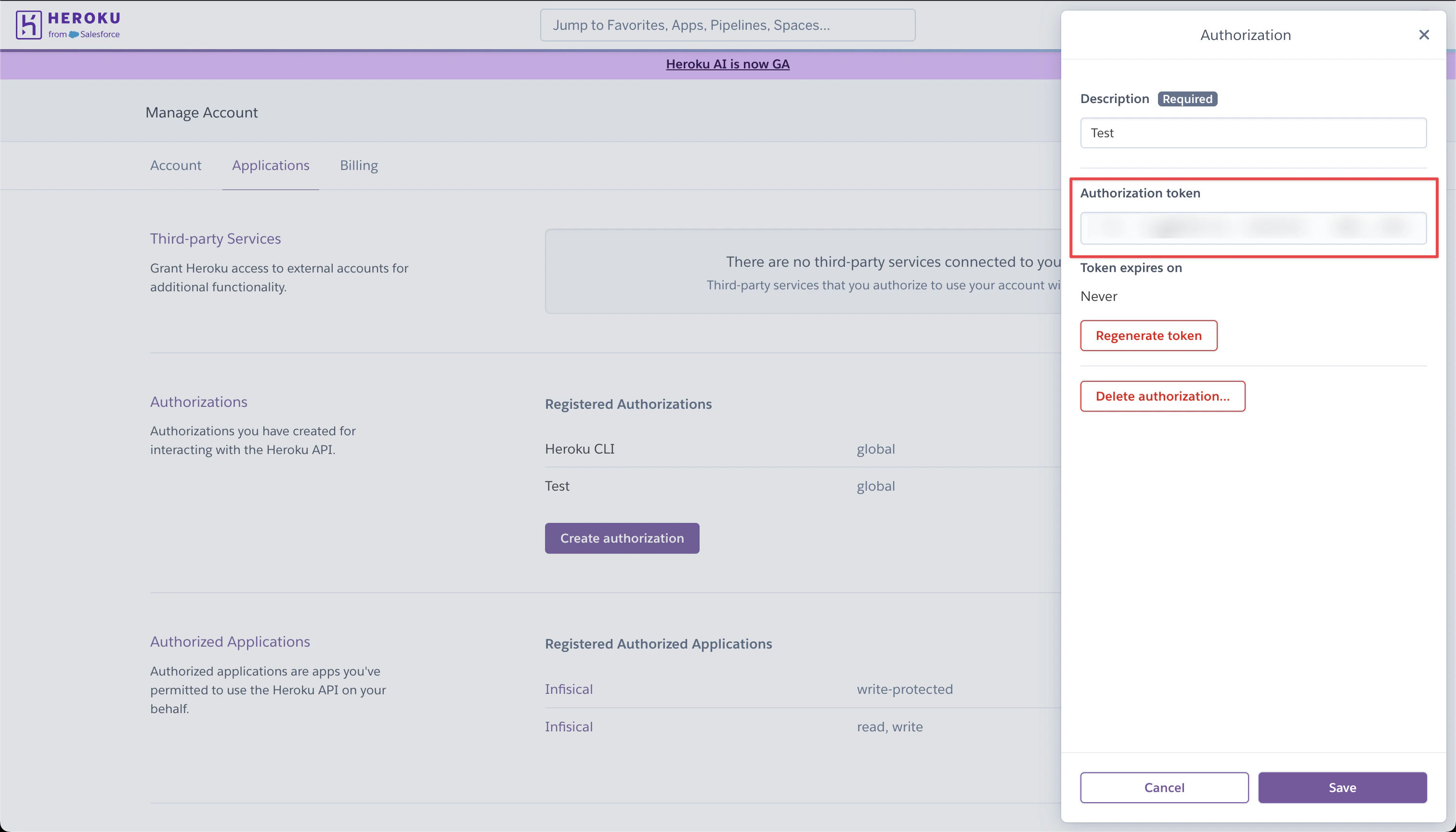 Heroku API Token