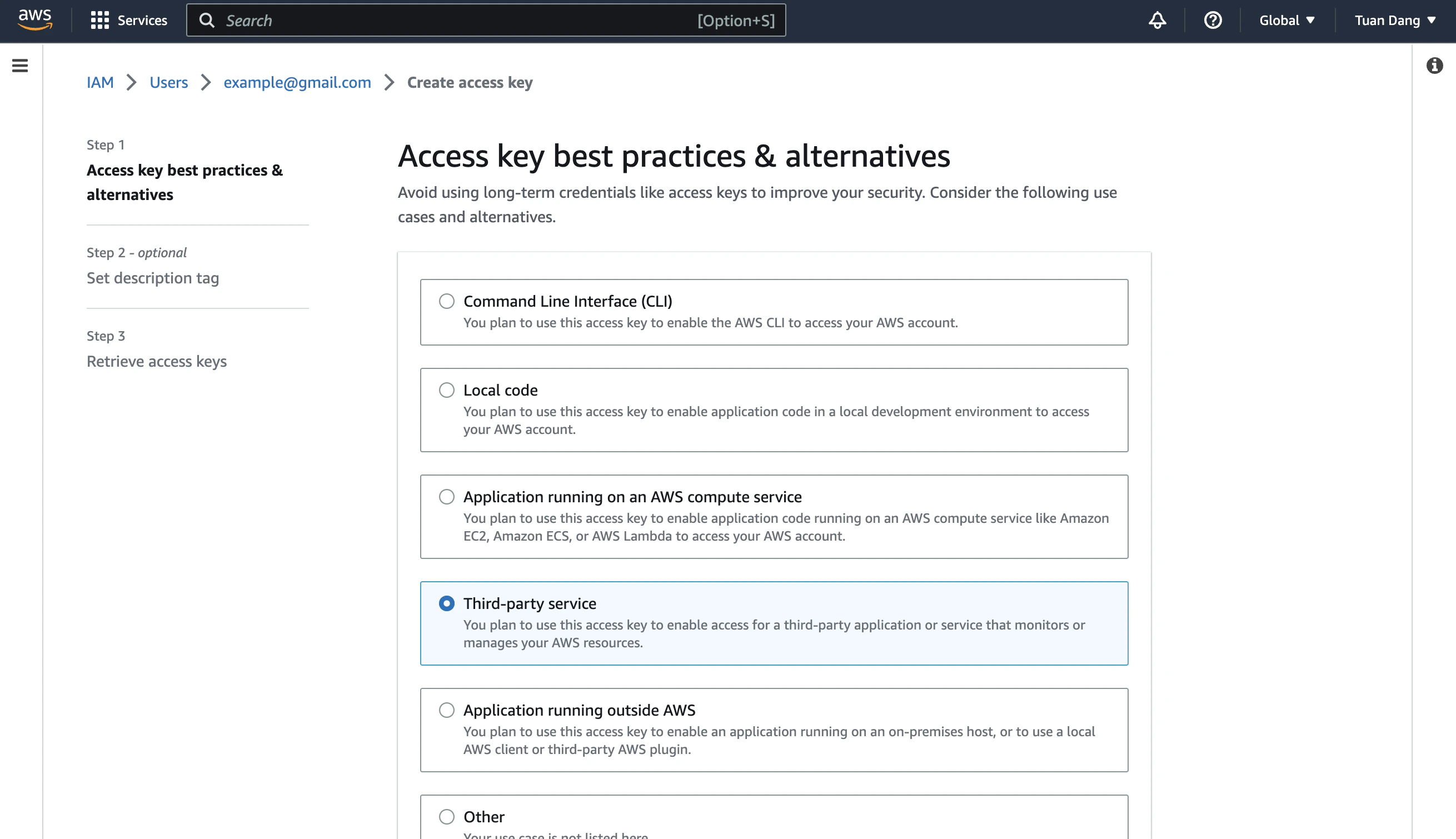 Access Key Step 2