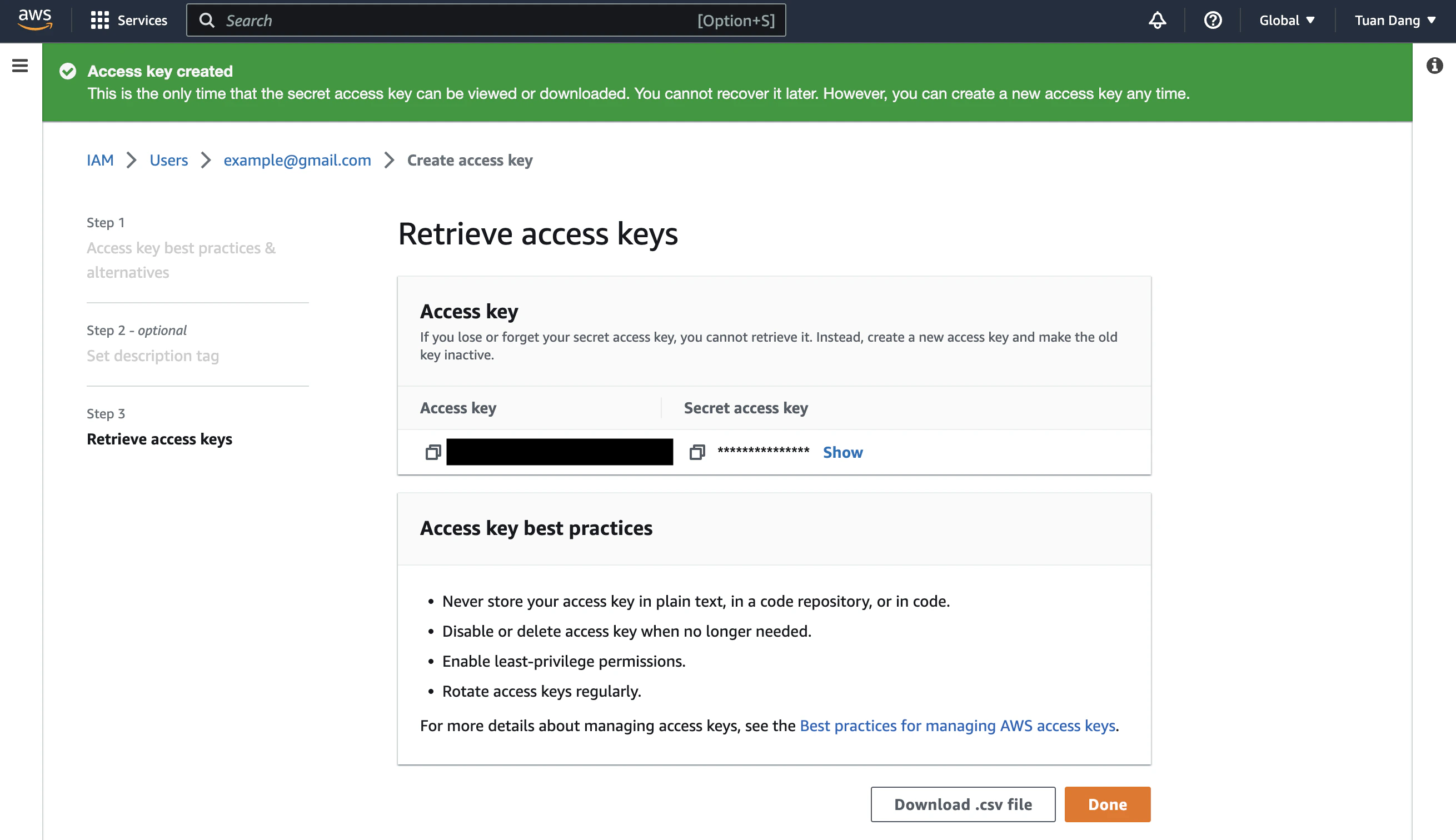 Access Key Step 3