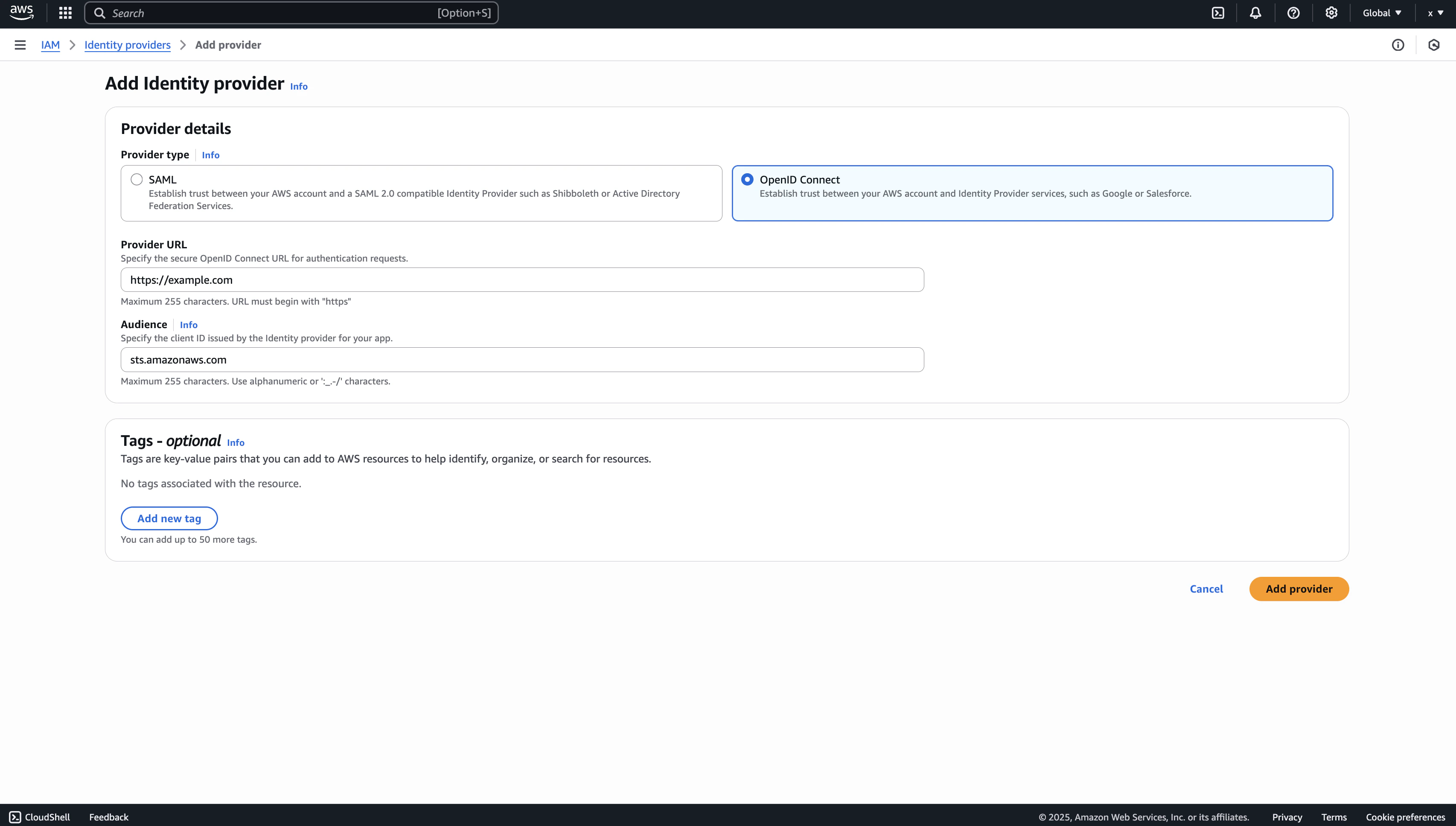 Create OIDC Provider Placeholder