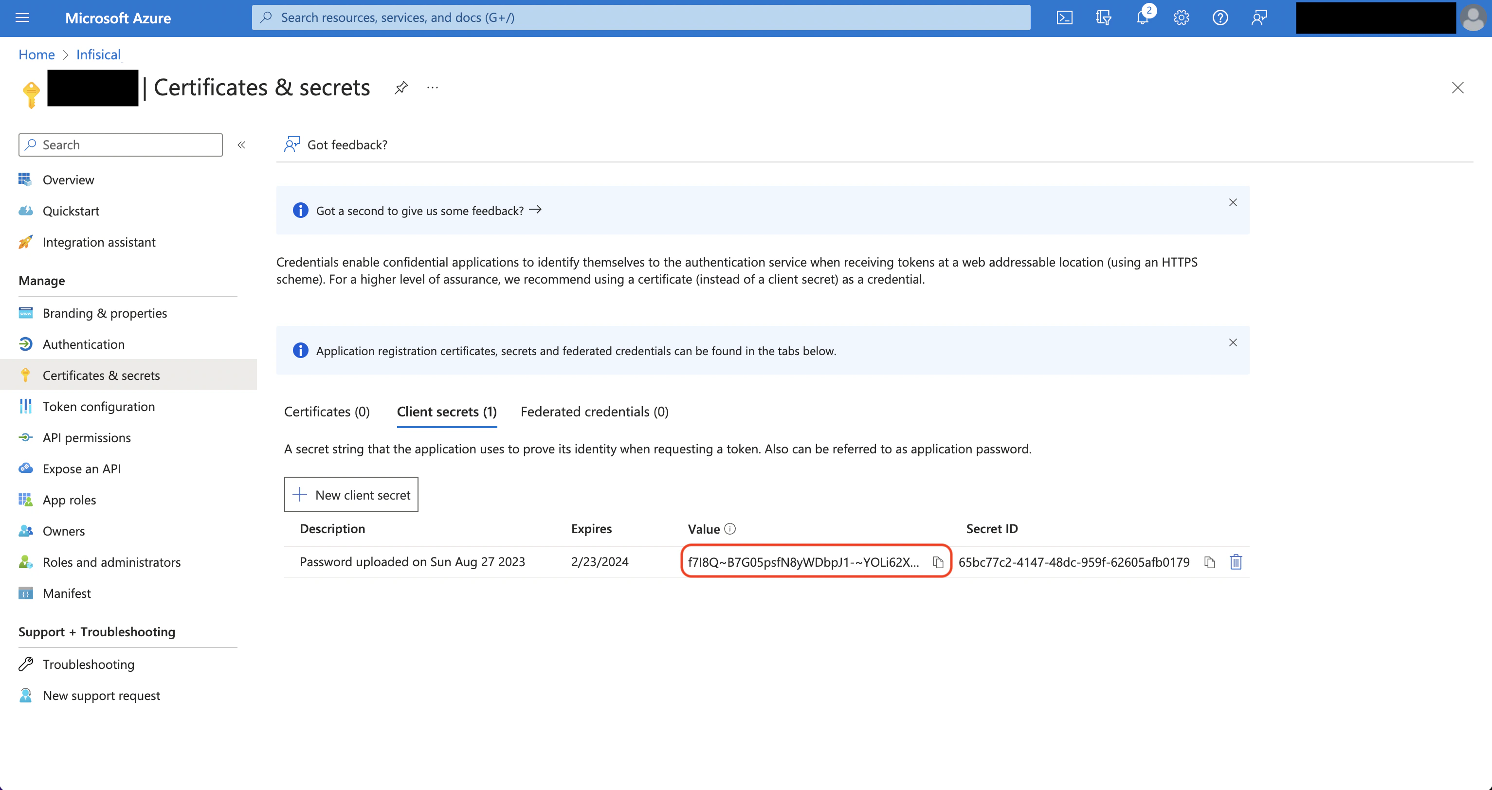 Azure client secrets