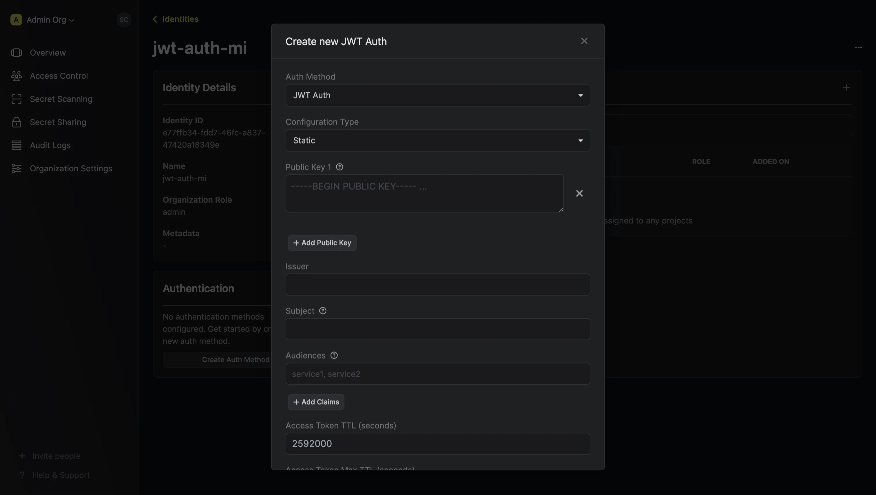 identities create jwt auth method