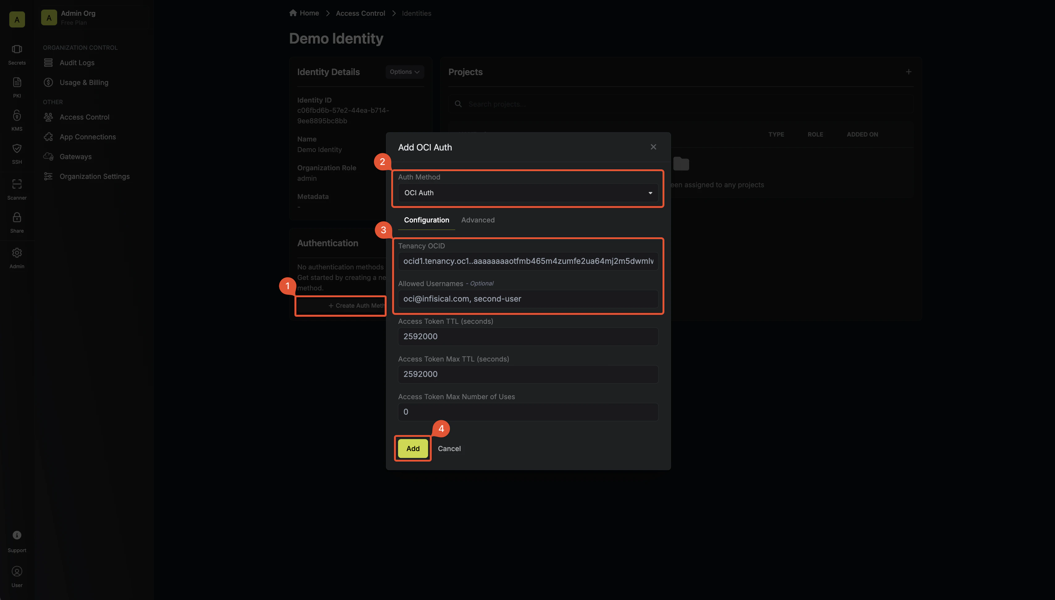 identities create oci auth method