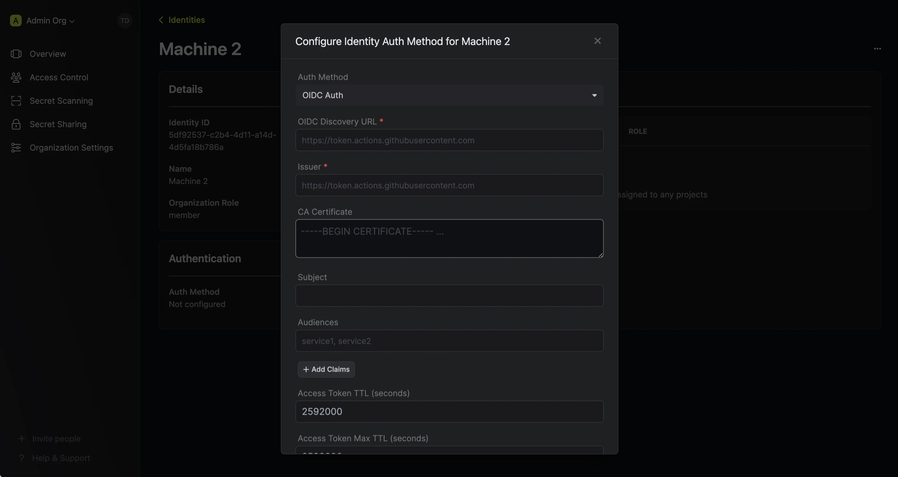 identities create oidc auth method