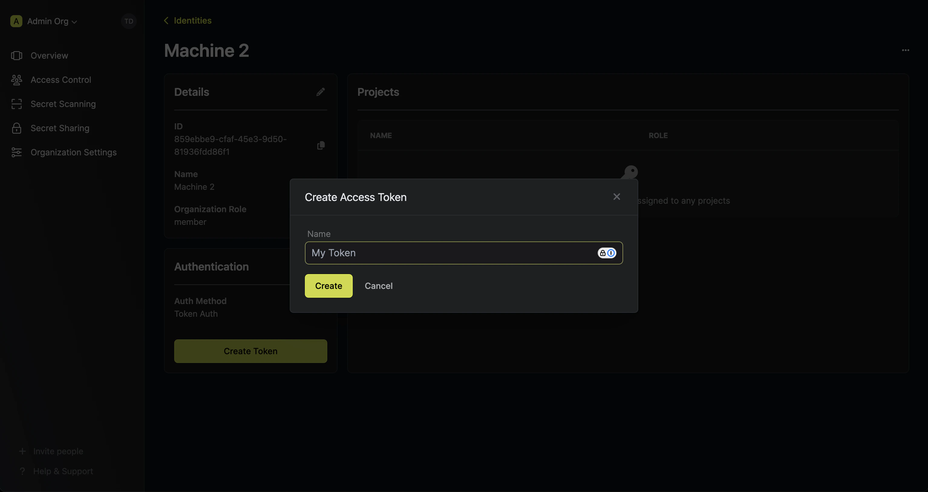 identities client secret create