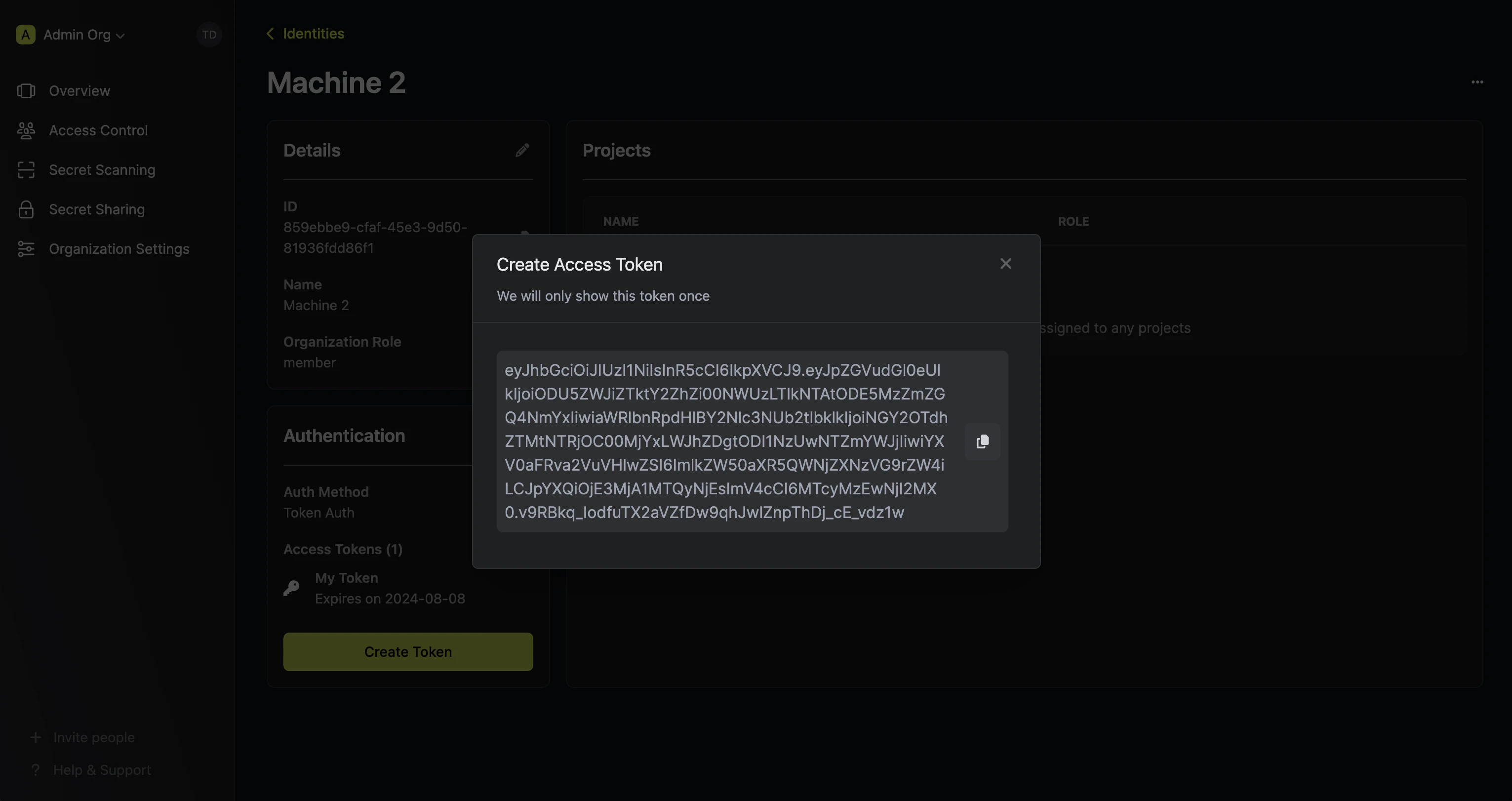 identities client secret create