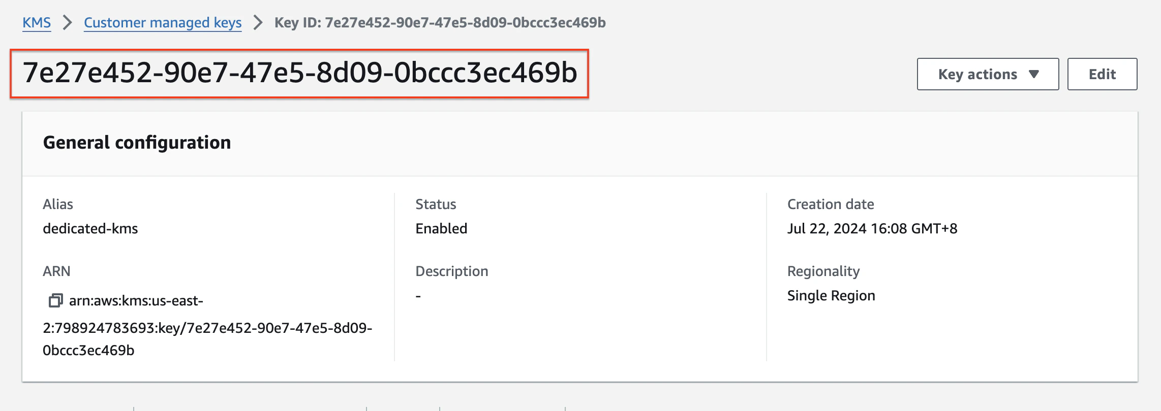 AWS KMS key ID