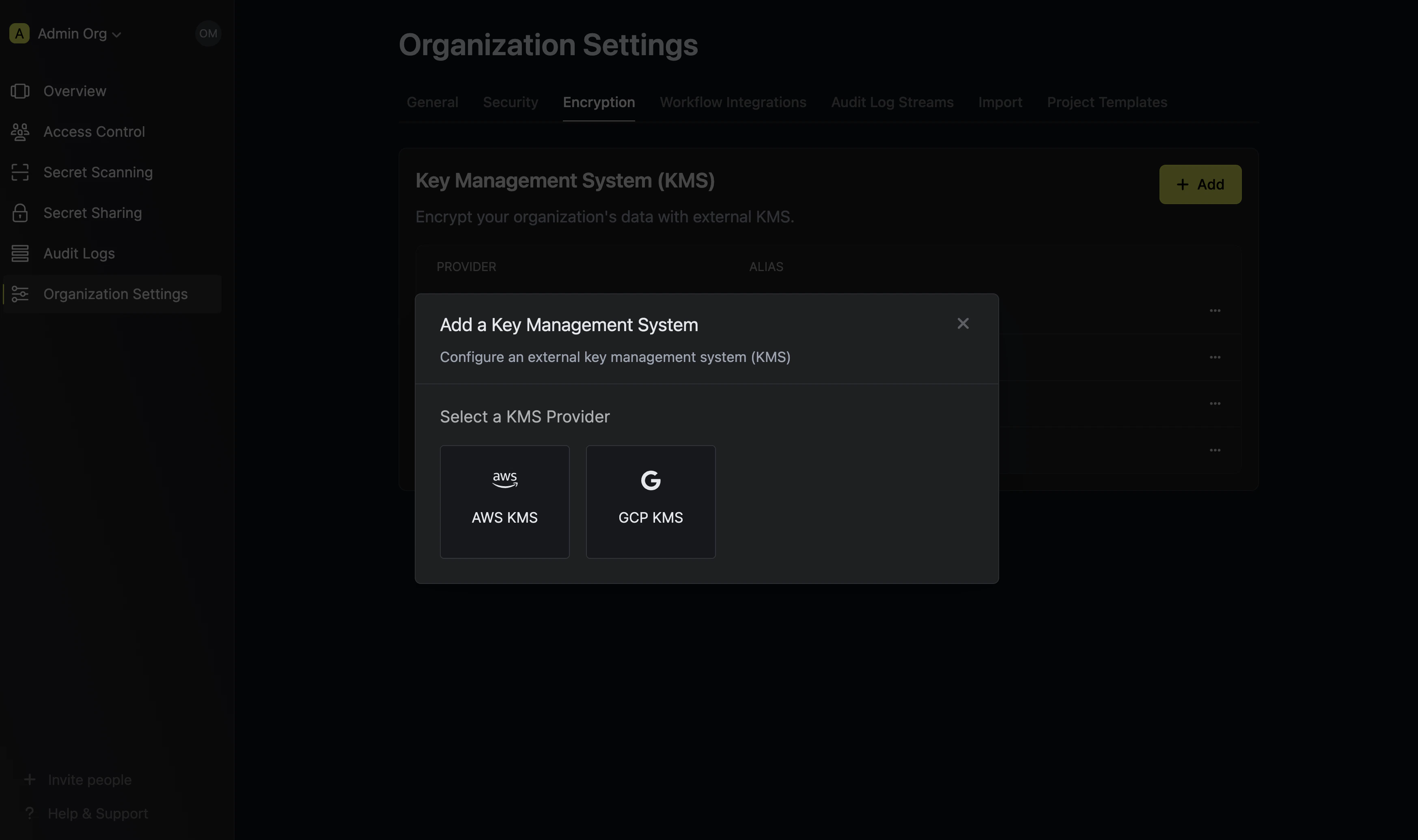 Select Encryption Provider