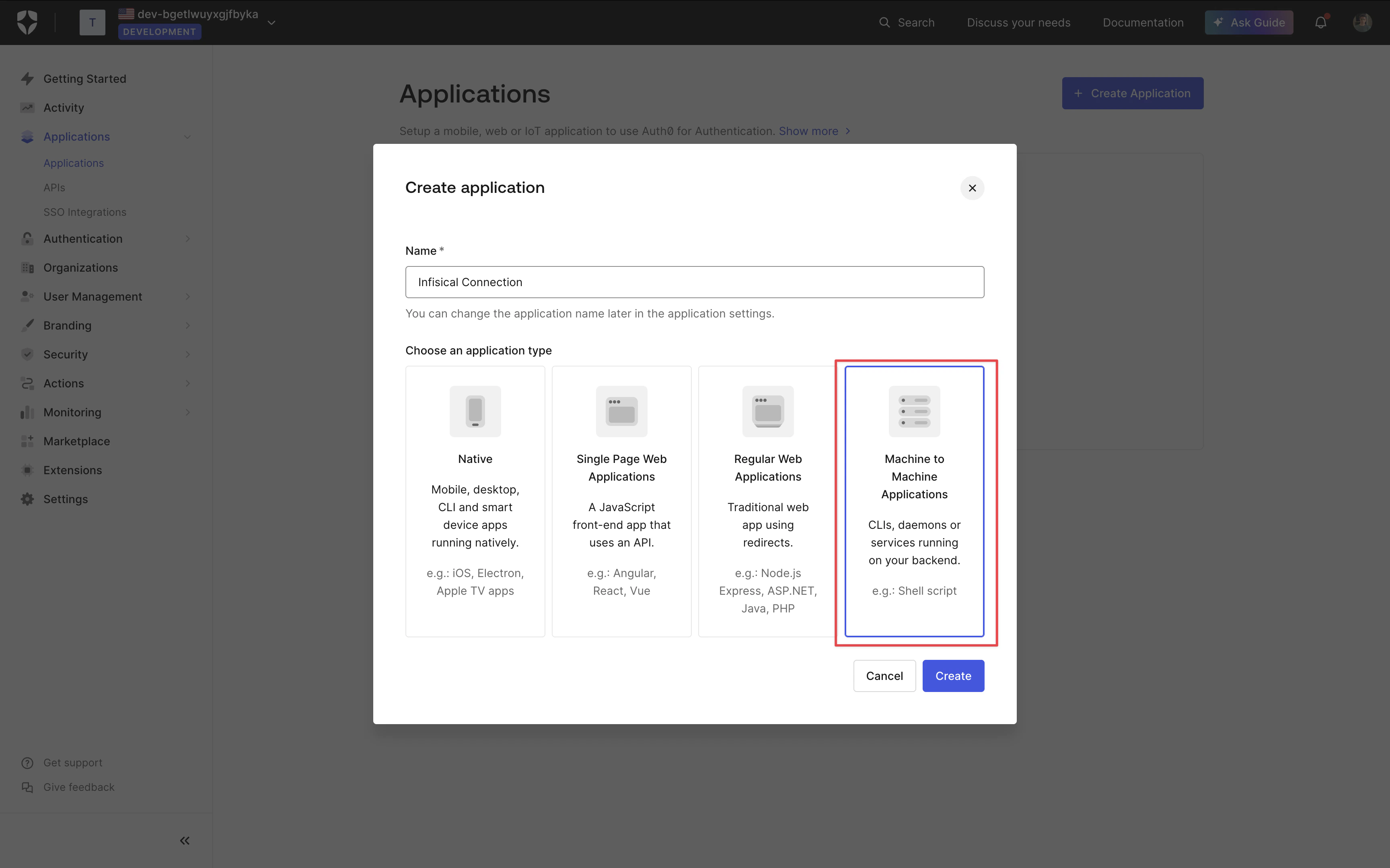 Create Machine-to-Machine Application