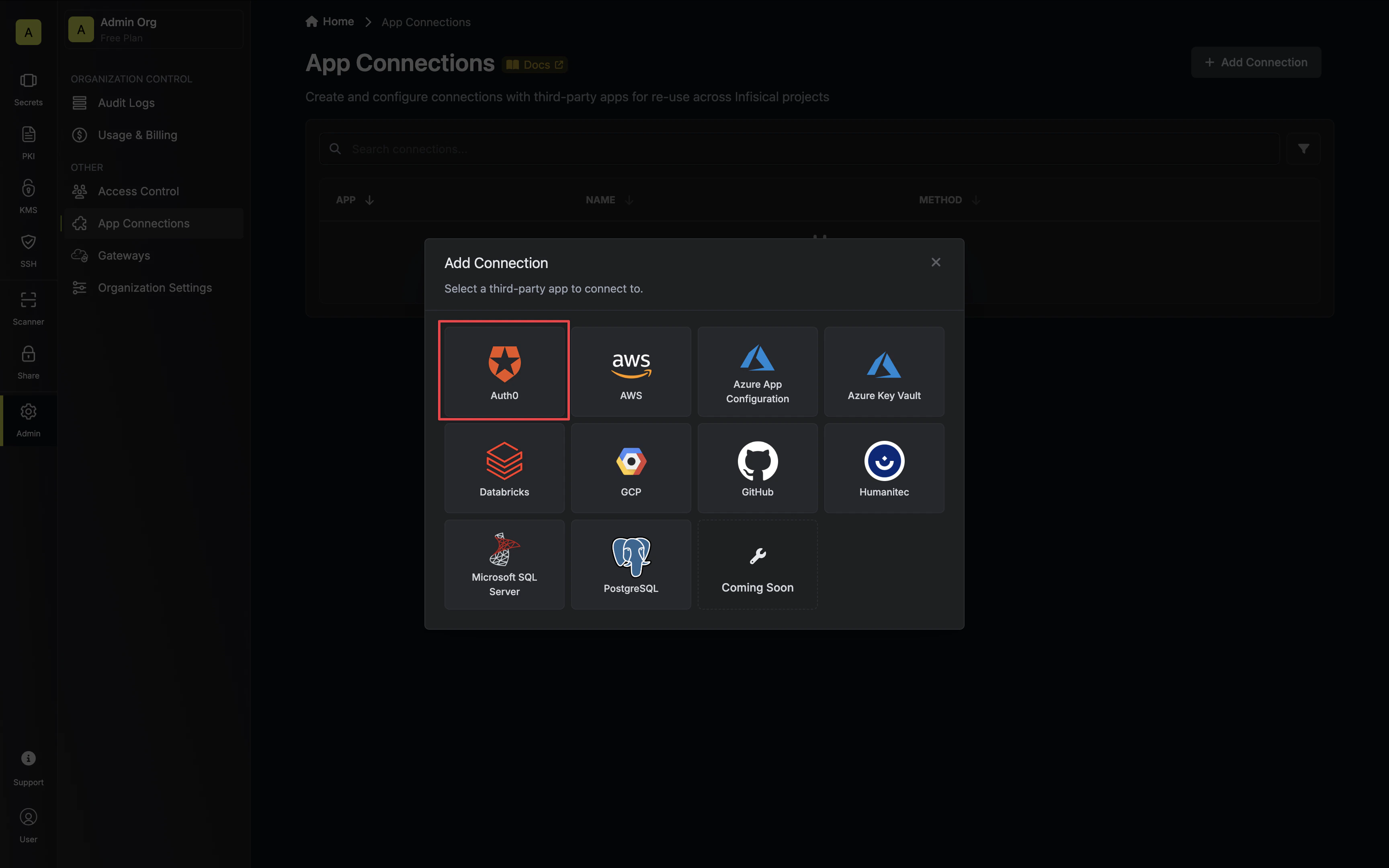 Select Auth0 Connection