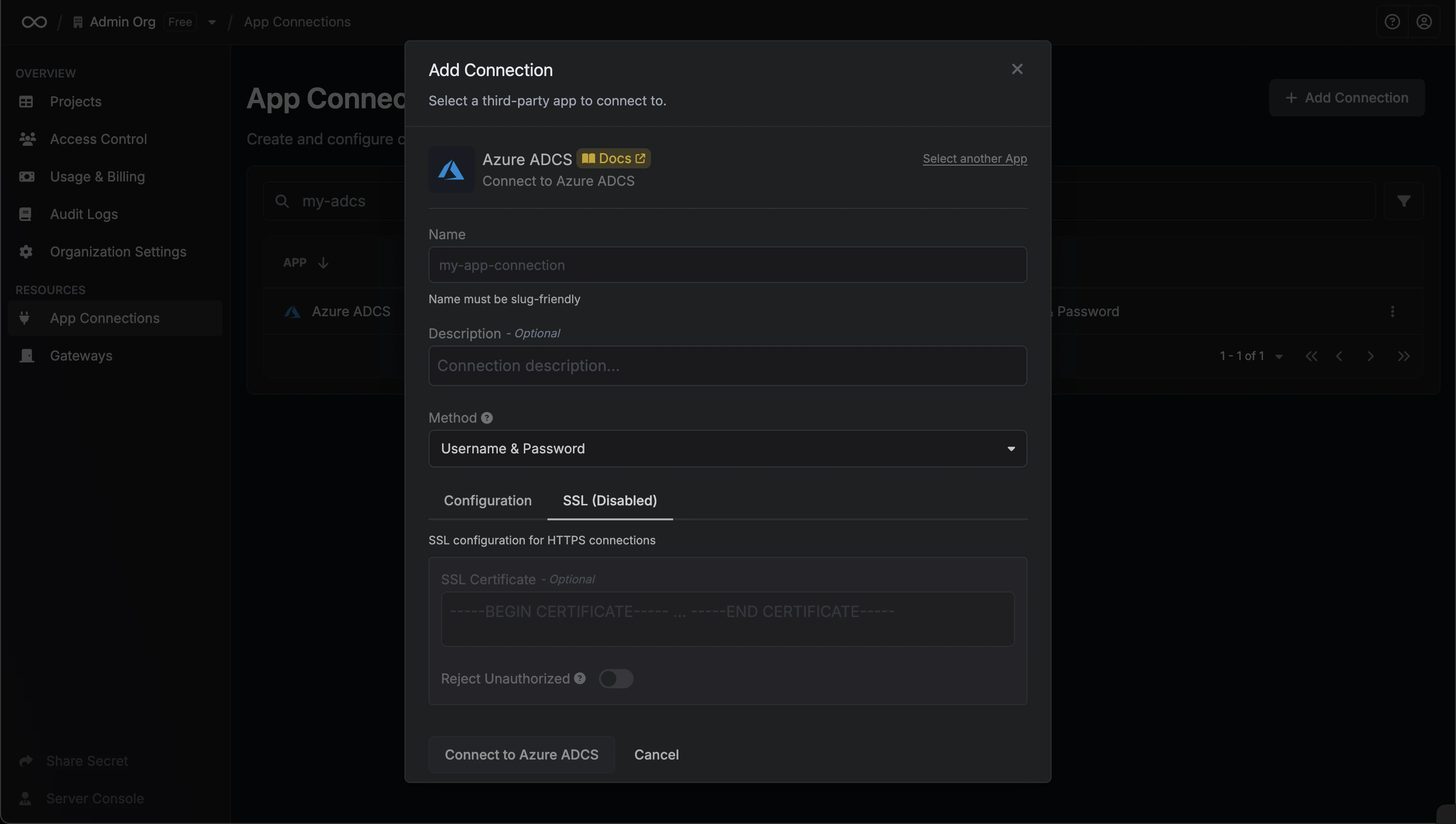 Connect to ADCS - SSL