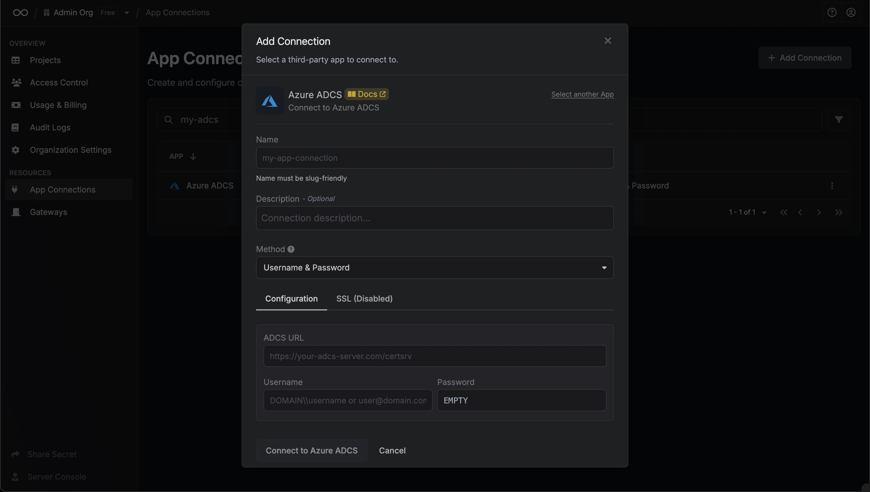 Connect to ADCS