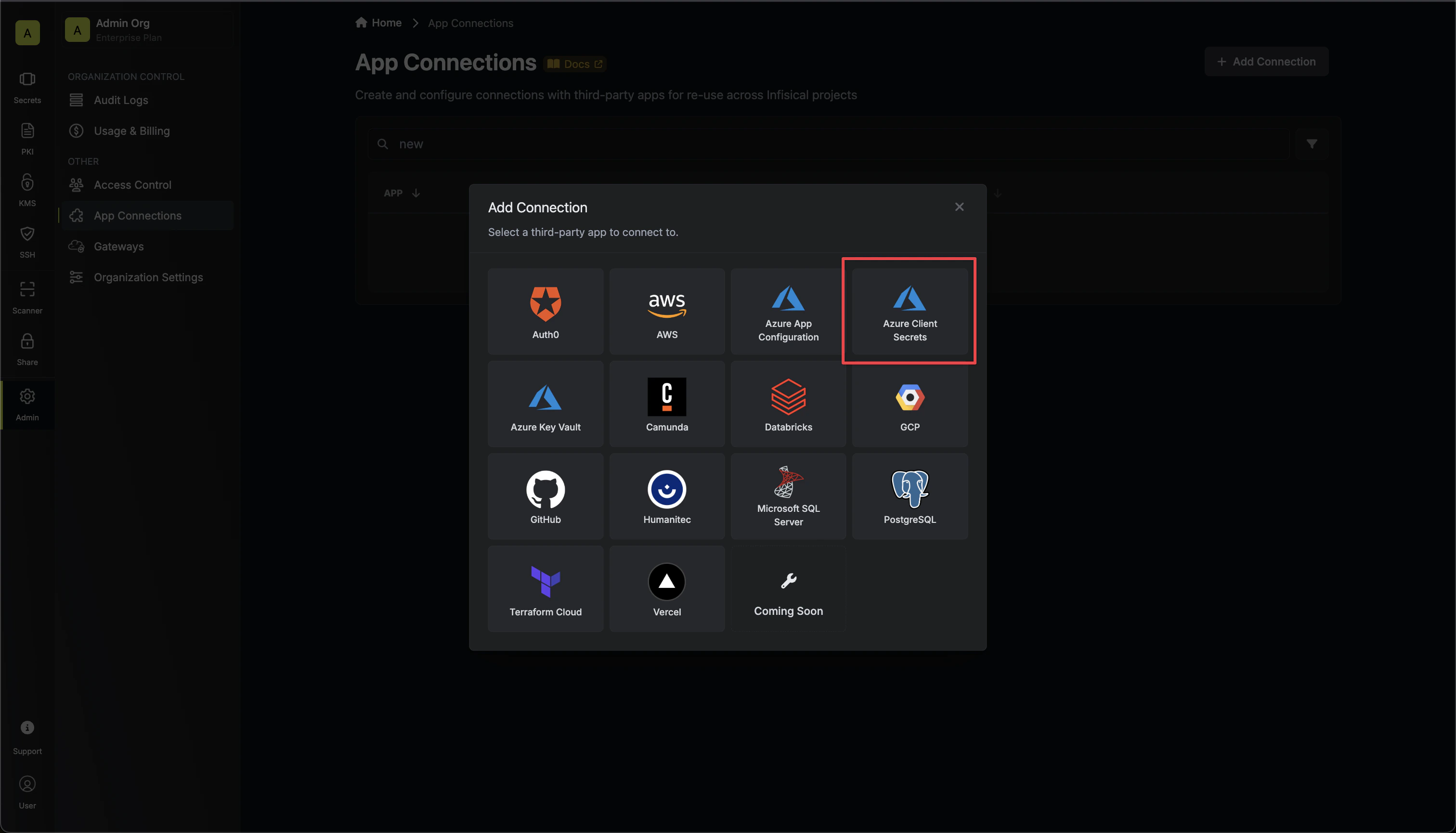 Select Azure Connection